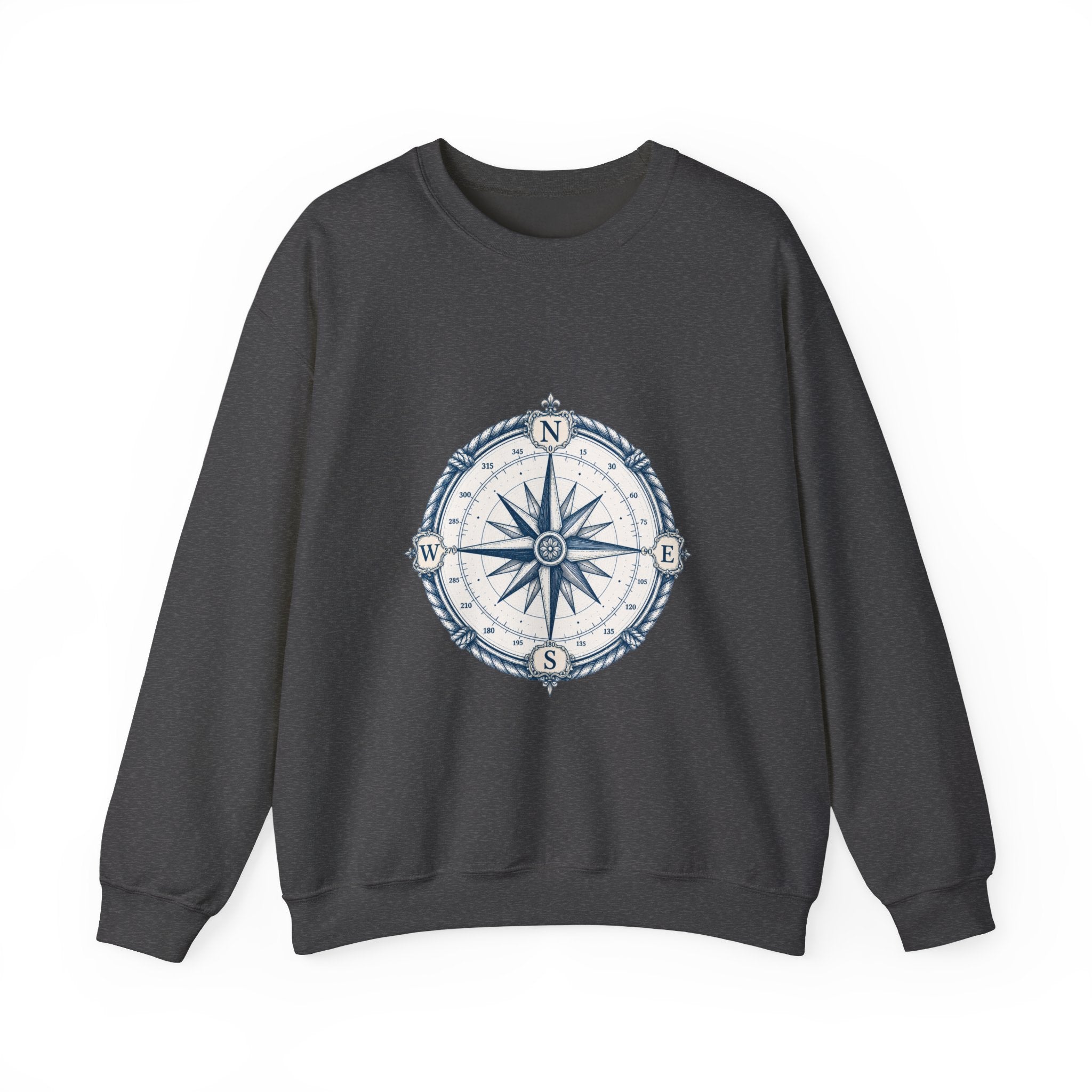 Matching Couple Sweatshirt - Compass North & South Matching Couple Crewneck Sweatshirt Hand-Drawn Art His Hers Best Friend Gift - Design A