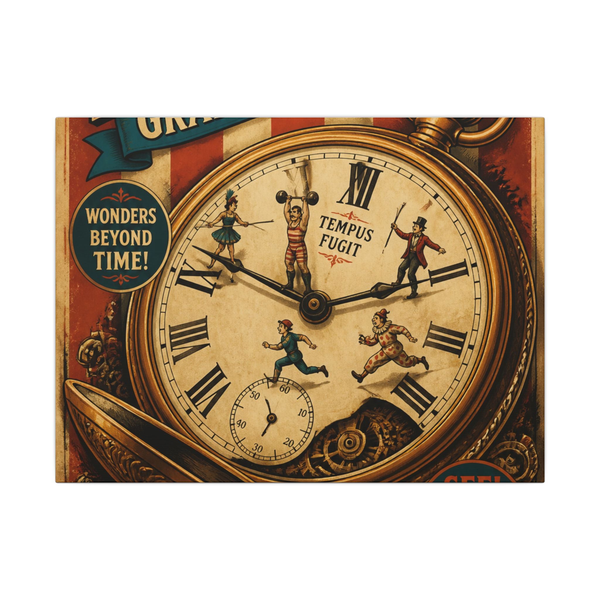 Pocket Watch Performers Wall Art Canvas 16×20 Vintage Circus Kitchen Decor Maximalist Print