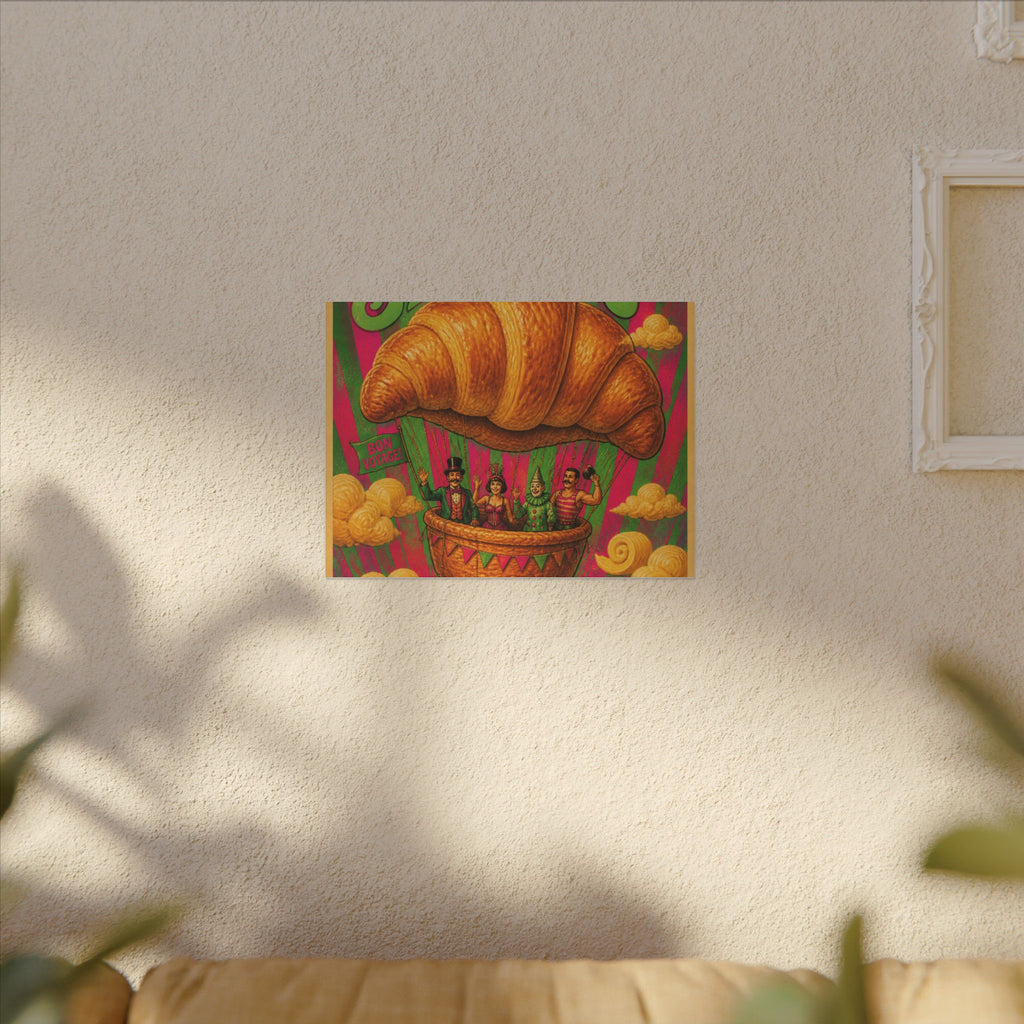 Croissant Hot Air Balloon Wall Art Canvas 16×20 Psychedelic Cafe Decor Maximalist Print