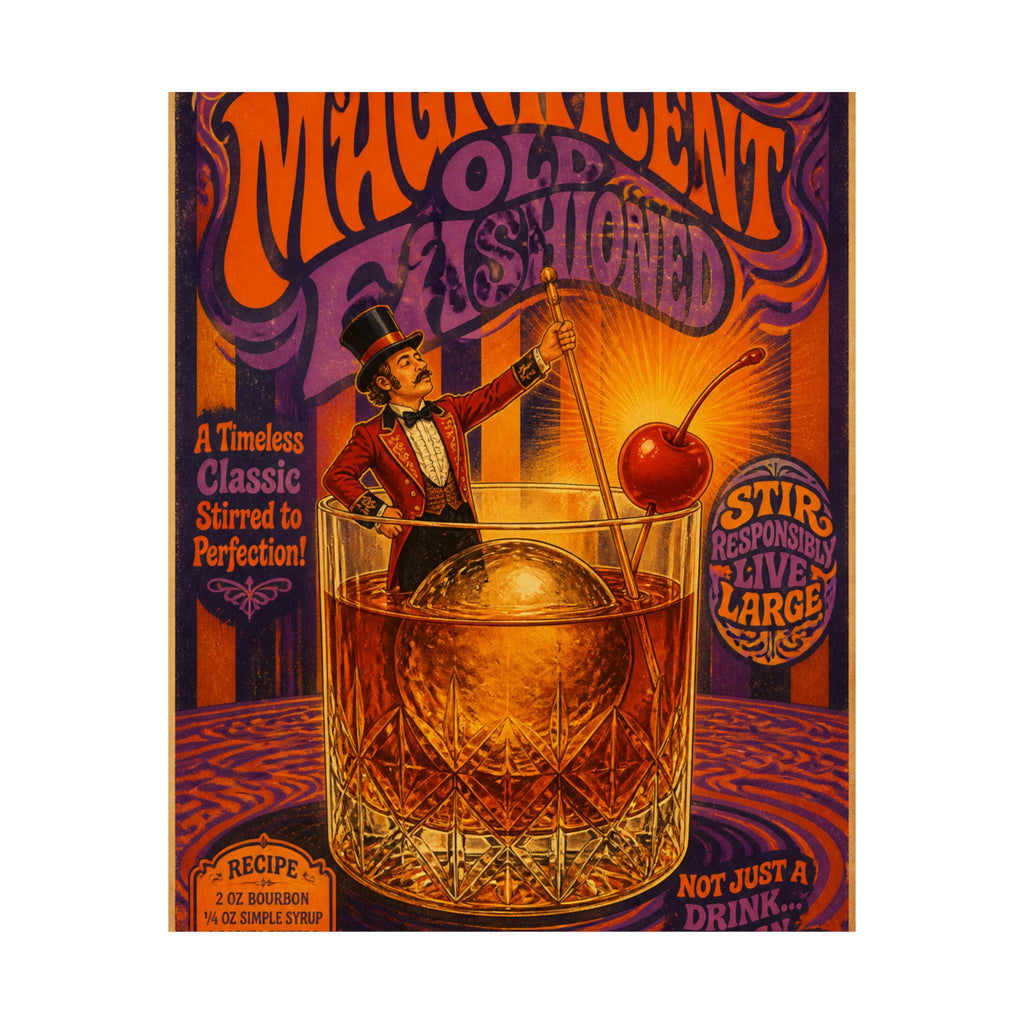 Old Fashioned Ringmaster Wall Art Poster 18×24 Psychedelic Cafe Decor Maximalist Print