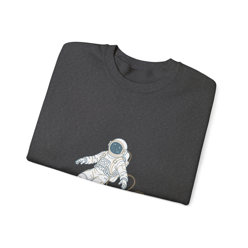 Matching Couple Sweatshirt - Astronaut & Planet Matching Couple Crewneck Sweatshirt Minimalist Art His Hers Valentine Gift - Design A