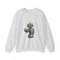 Matching Couple Sweatshirt - Robot & Heart Matching Couple Premium Fleece Sweatshirt Hand-Drawn Art His Hers Anniversary Gift - Design A