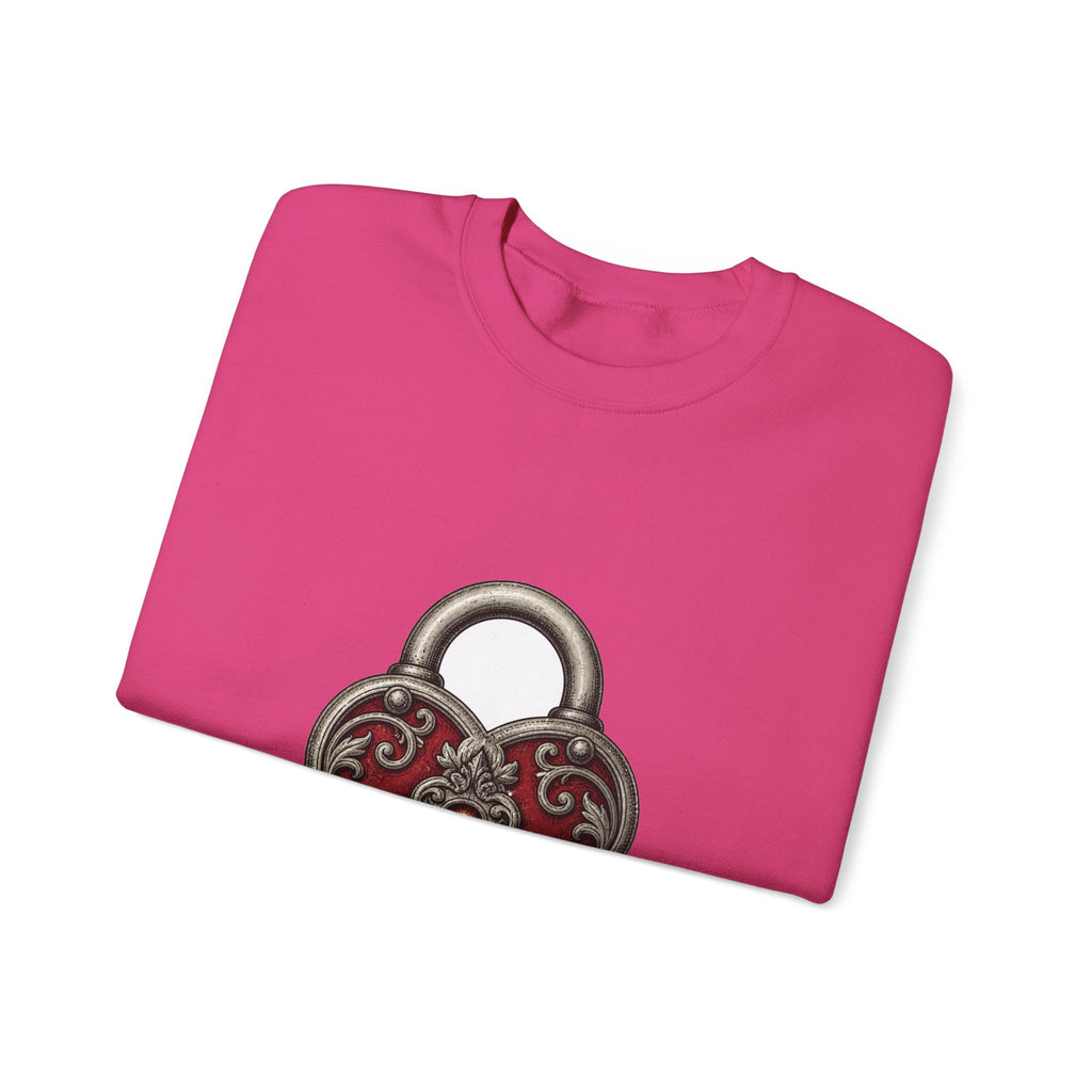 Matching Couple Sweatshirt - Key & Lock Matching Couple Comfort Colors Crew Hand-Drawn Art His Hers Anniversary Gift - Design B
