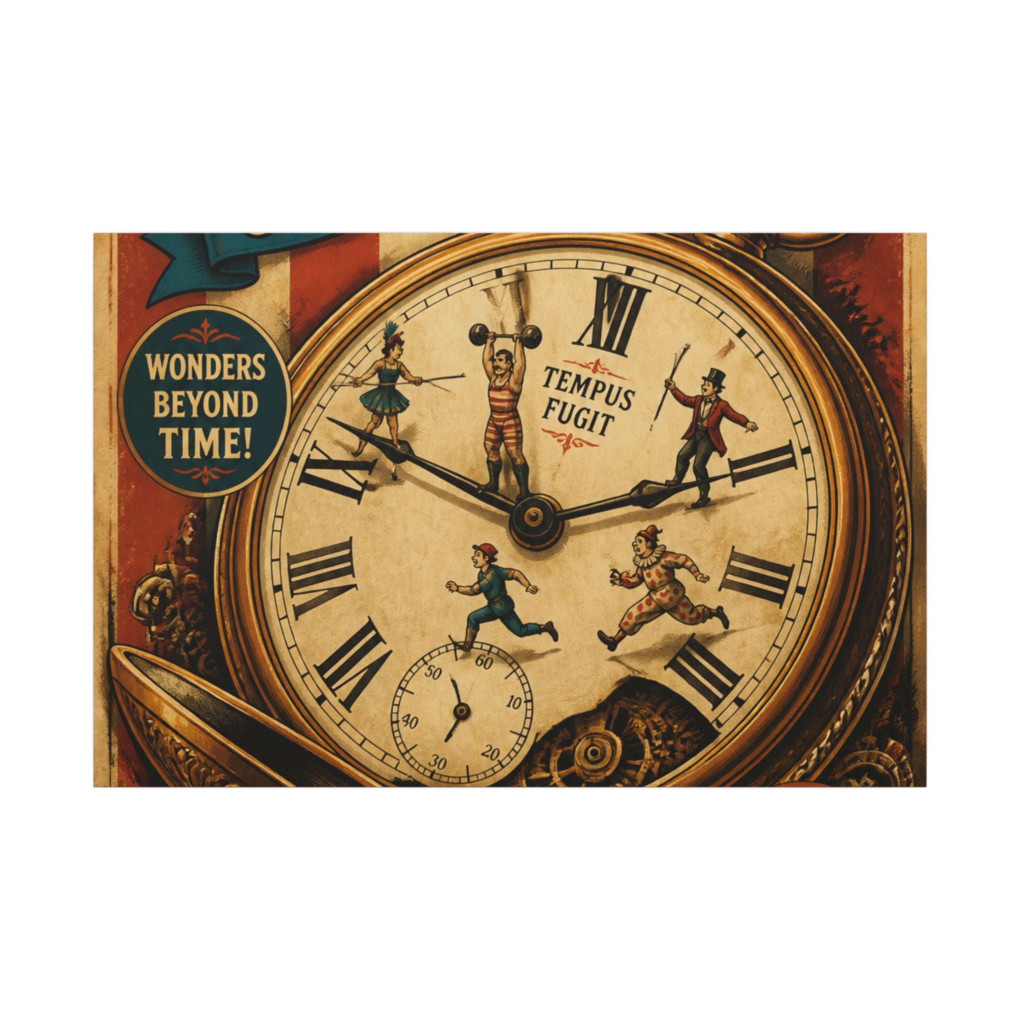 Pocket Watch Performers Wall Art Canvas 16×20 Vintage Circus Kitchen Decor Maximalist Print