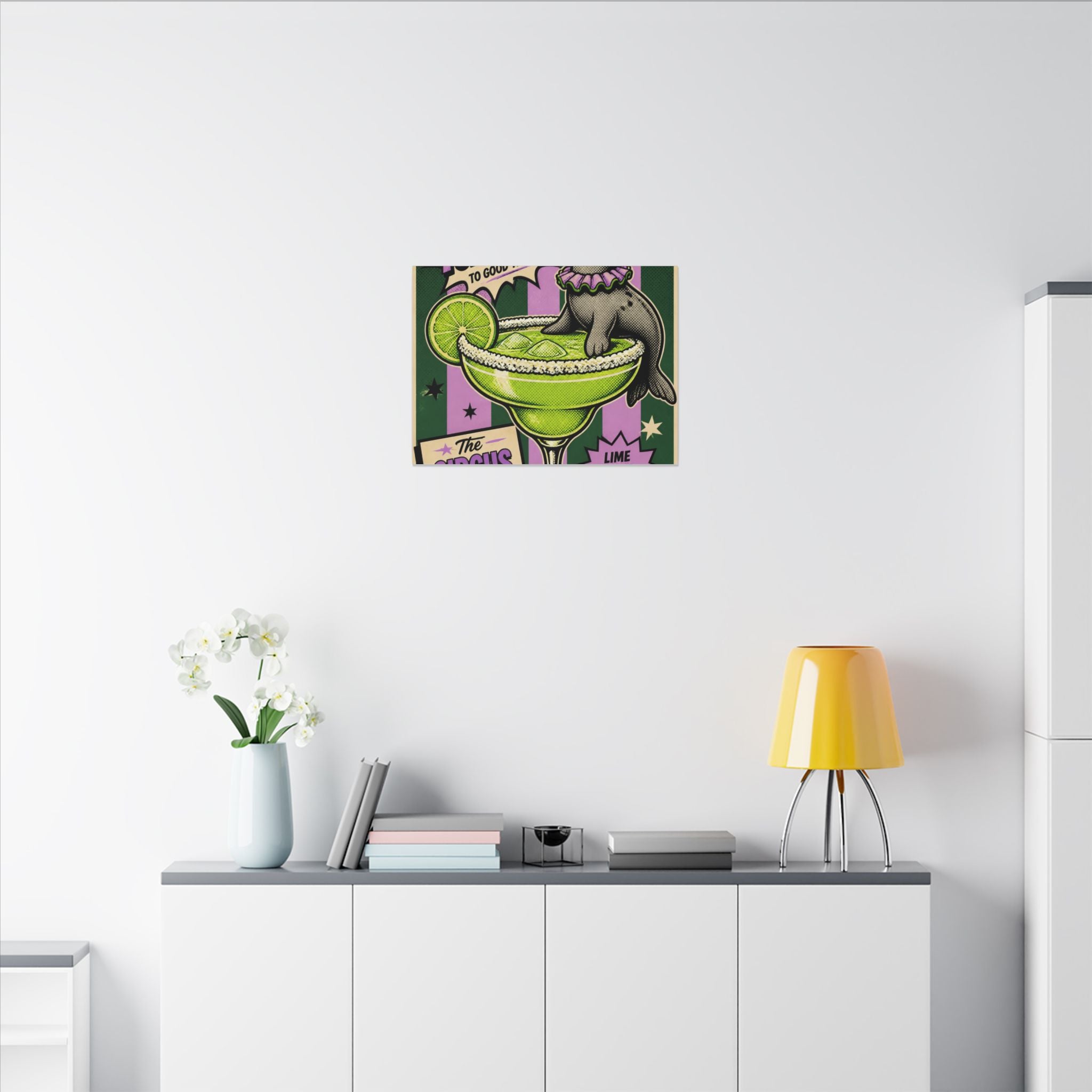 Margarita Balancing Seal Wall Art Canvas 16×20 Pop Art Living Room Decor Maximalist Print