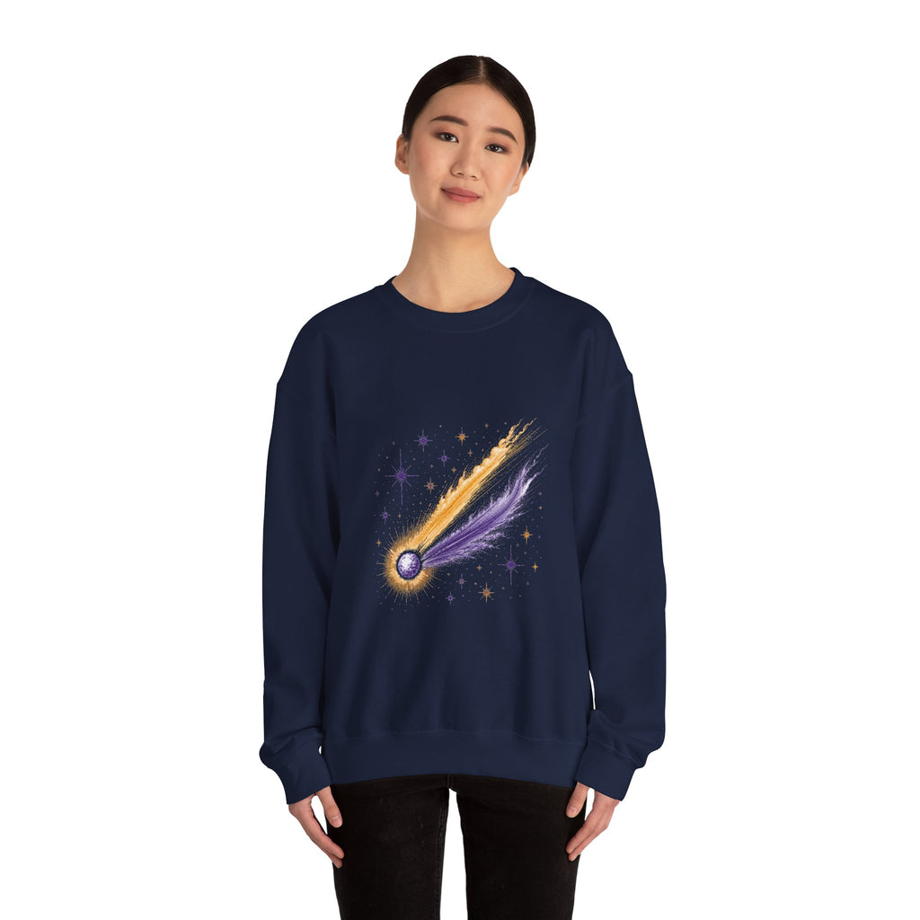 Matching Couple Sweatshirt - Comet & Asteroid Matching Couple Crewneck Sweatshirt Vintage Art His Hers Wedding Gift - Design A