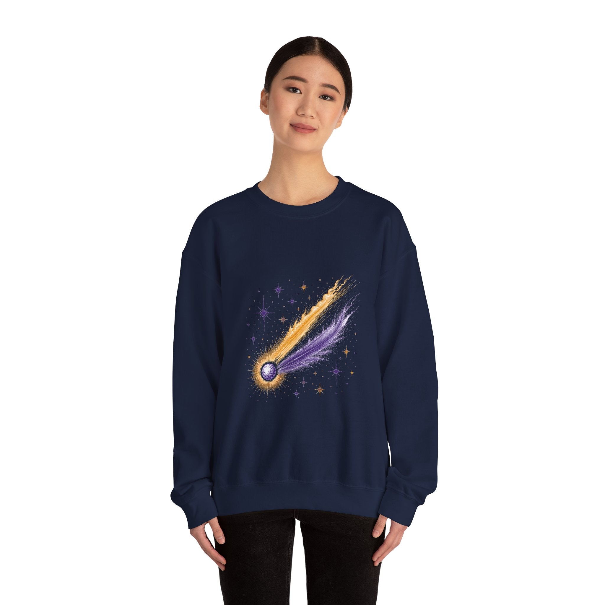 Matching Couple Sweatshirt - Comet & Asteroid Matching Couple Crewneck Sweatshirt Vintage Art His Hers Wedding Gift - Design A