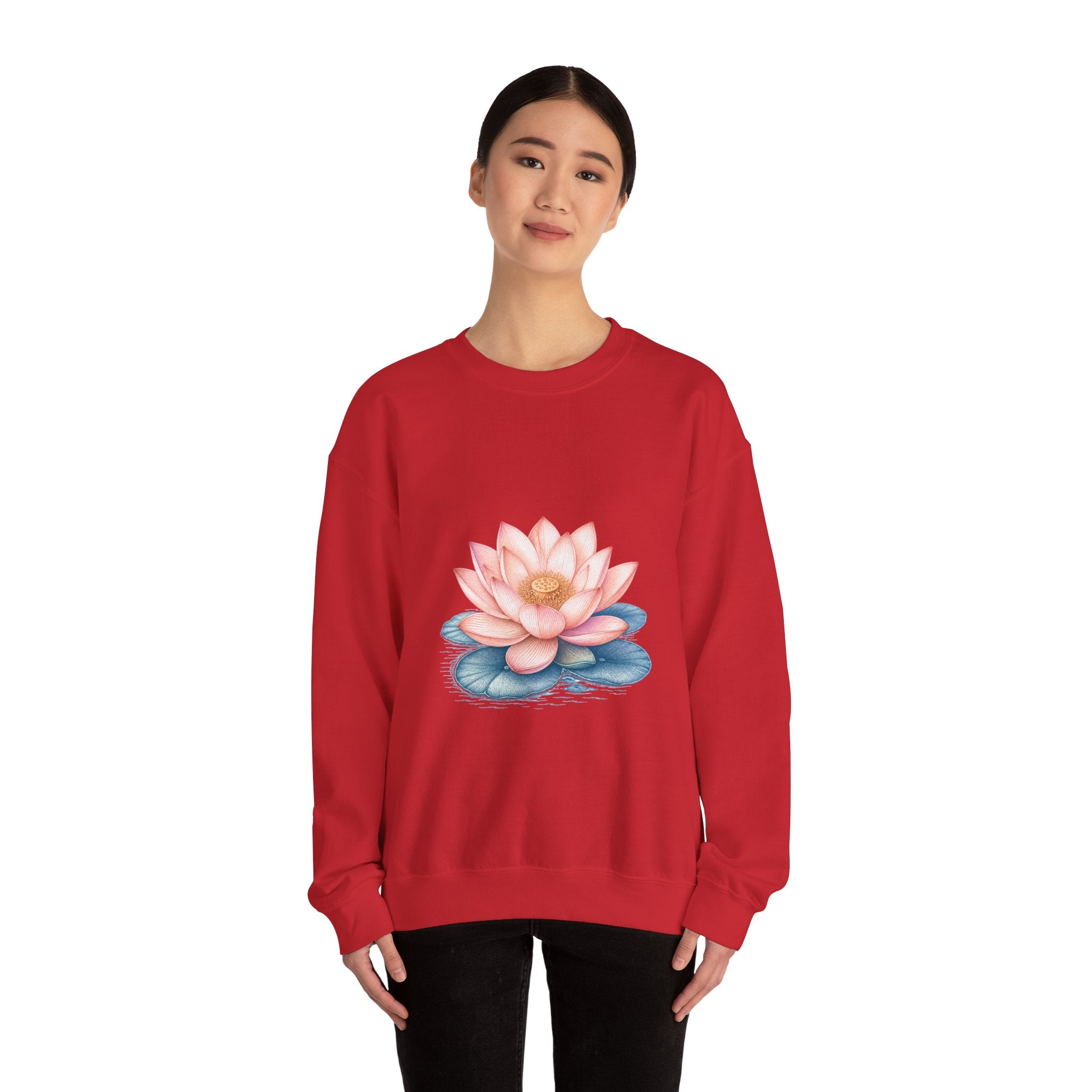 Matching Couple Sweatshirt - Open & Closed Lotus Matching Couple Premium Fleece Sweatshirt Vintage Art His Hers Honeymoon Gift - Design A