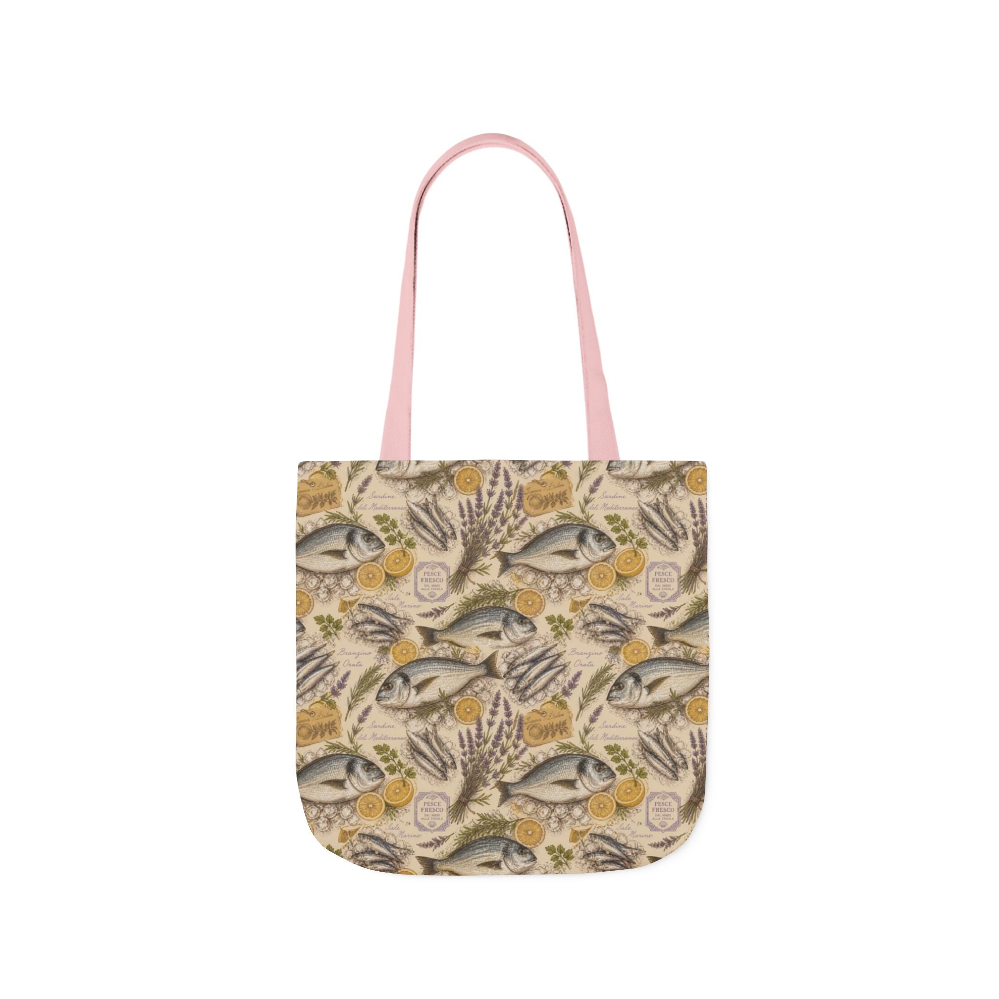 Mediterranean Fish Canvas Tote Bag Mediterranean Kitchen Botanical Design Italian Cottagecore Gift