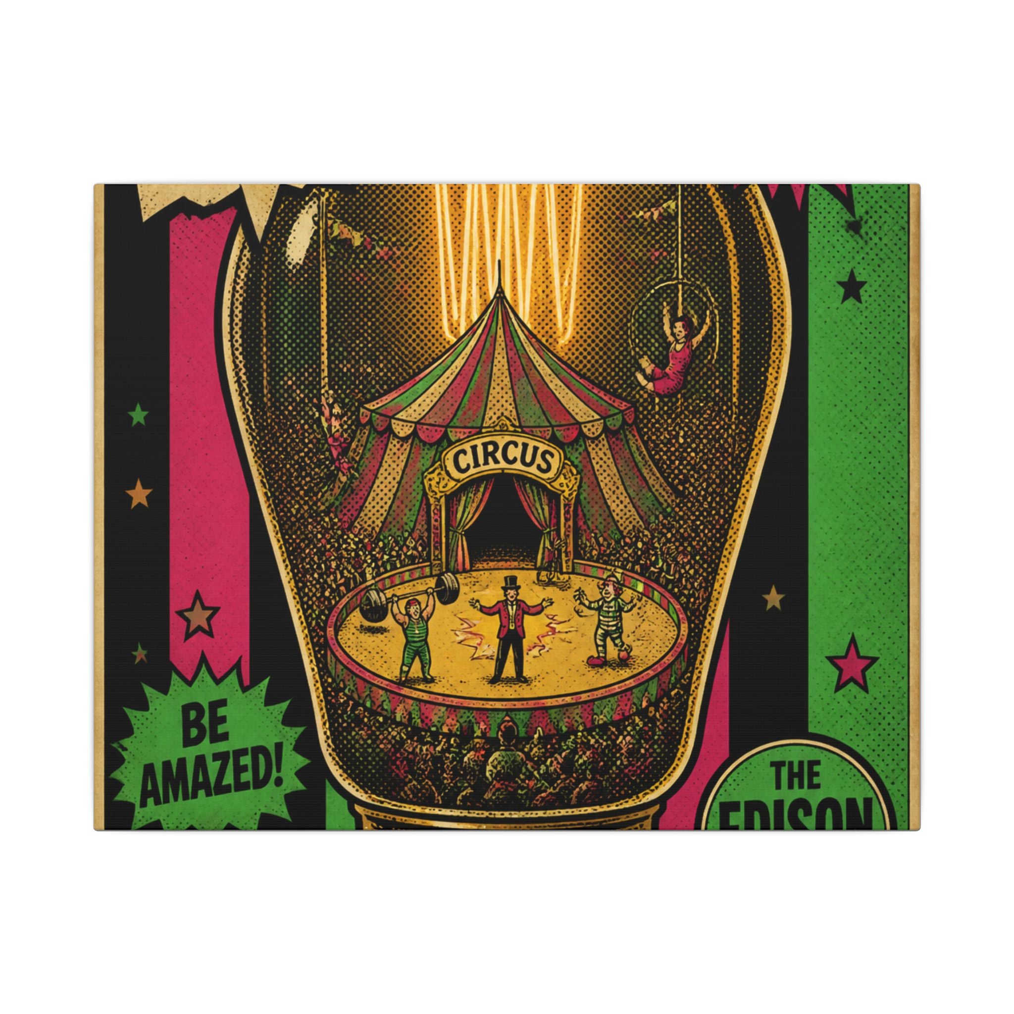 Light Bulb Circus Wall Art Canvas 24×36 Pop Art Restaurant Decor Maximalist Print