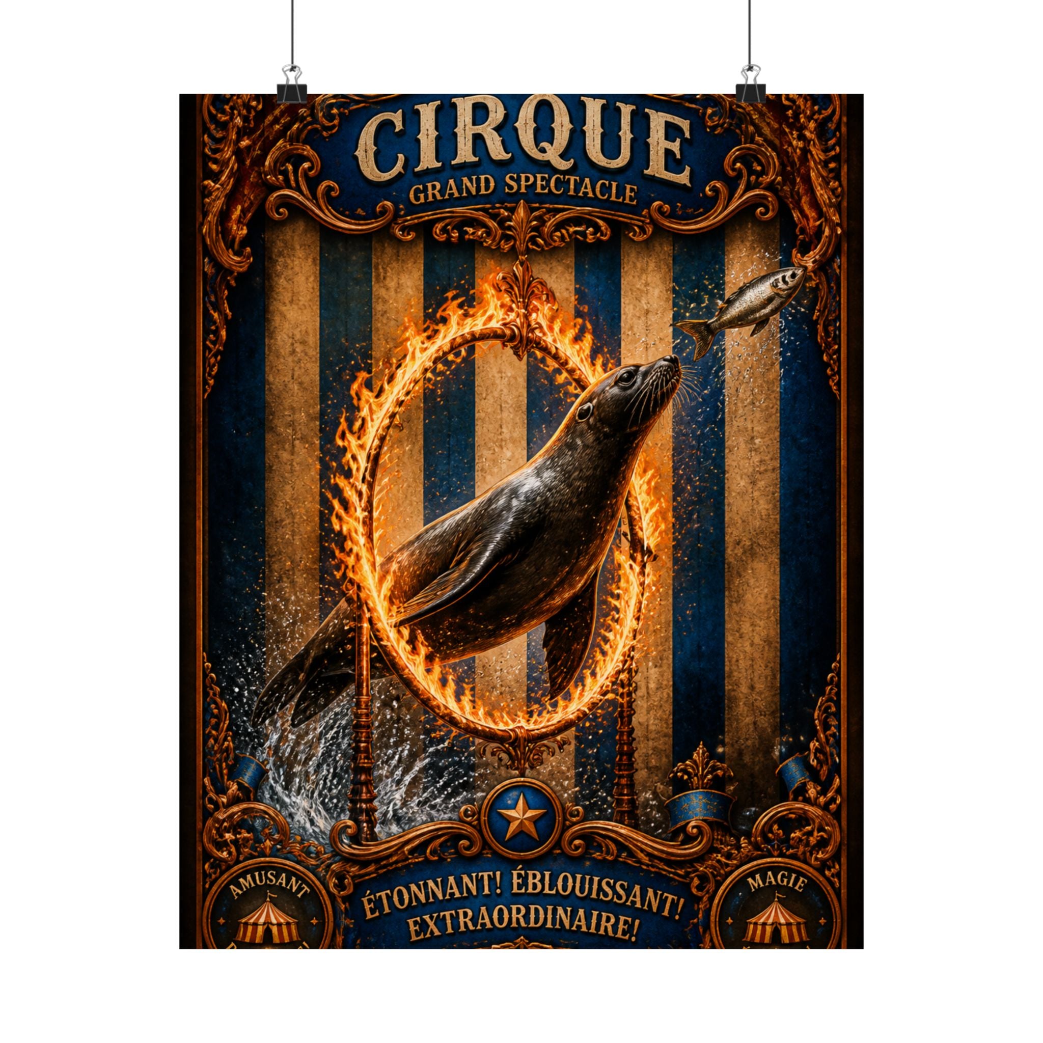 Seal Fire Hoop Wall Art Poster 18×24 Baroque Home Office Decor Maximalist Print