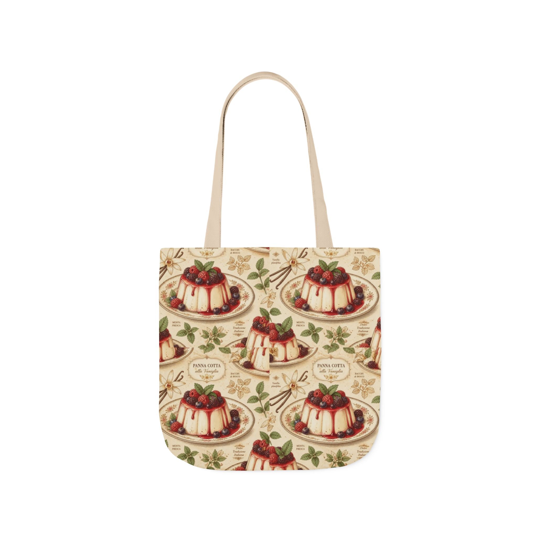 Panna Cotta Canvas Tote Bag Mediterranean Kitchen Botanical Design Italian Cottagecore Gift