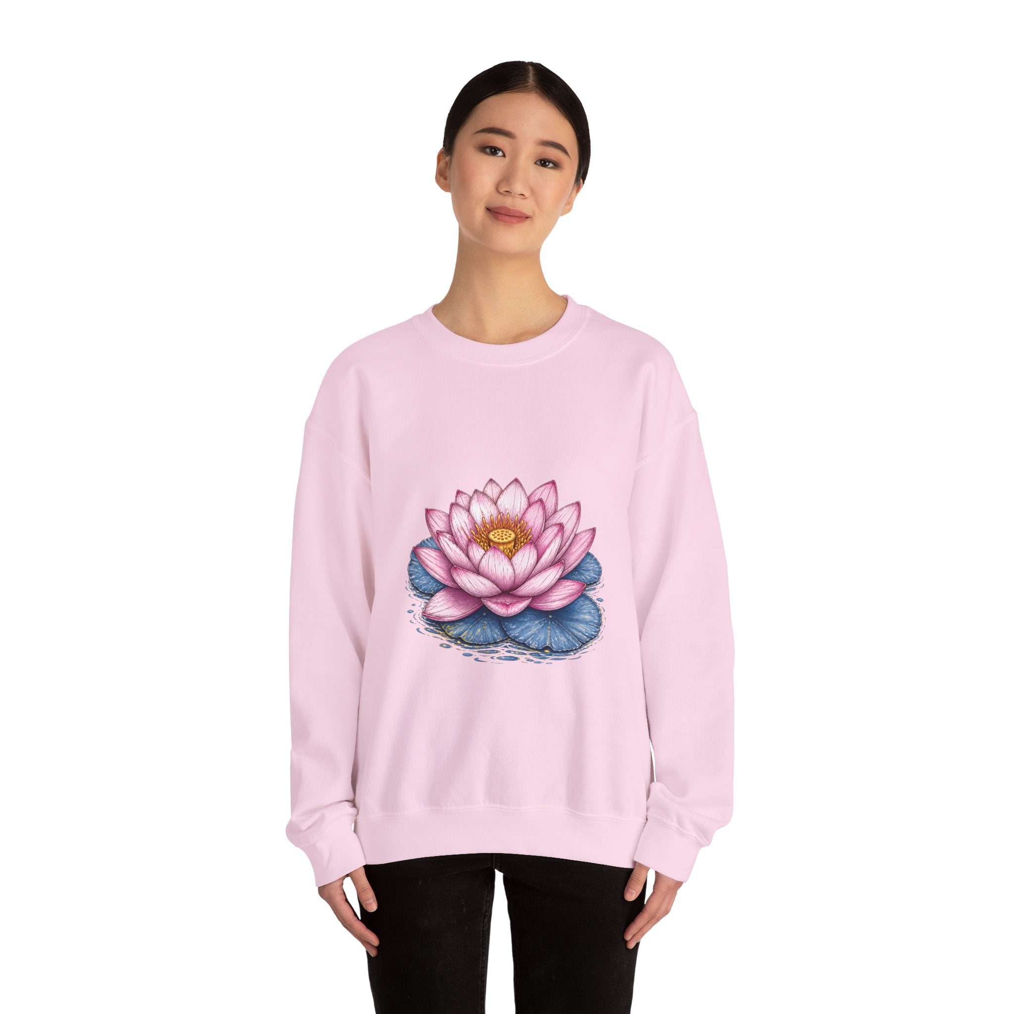 Matching Couple Sweatshirt - Open & Closed Lotus Matching Couple Comfort Colors Crew Hand-Drawn Art His Hers Anniversary Gift - Design A