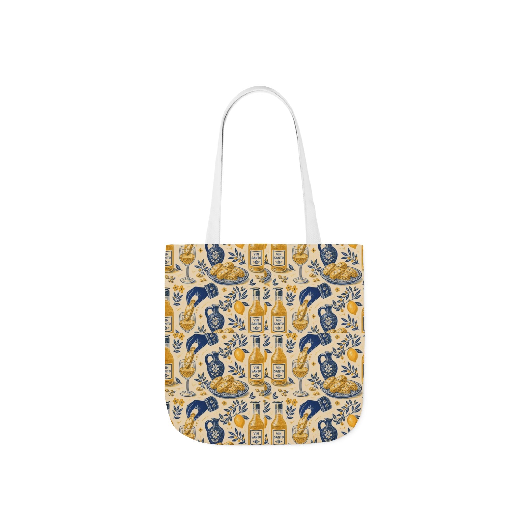Biscotti & Vin Santo Canvas Tote Bag Mediterranean Kitchen Linocut Design Italian Cottagecore Gift