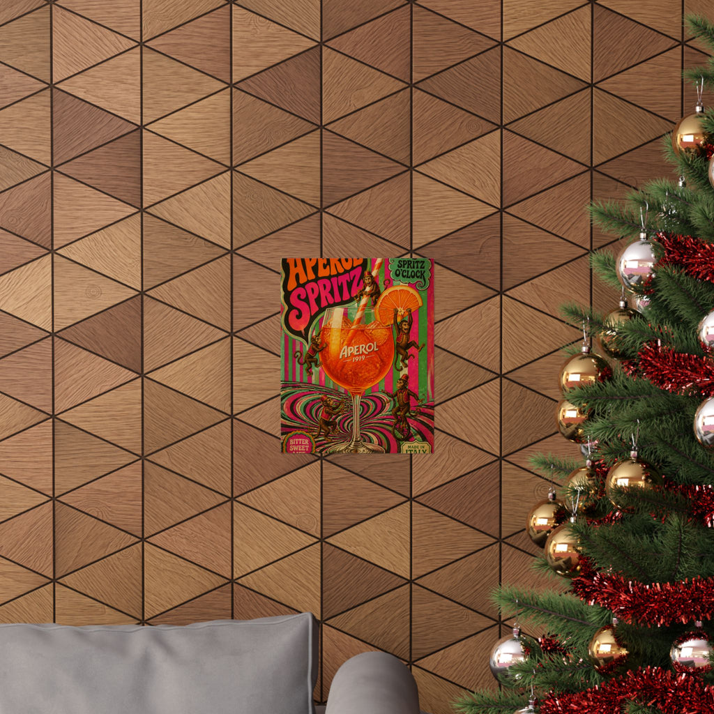 Aperol Spritz Monkeys Wall Art Poster 24×36 Psychedelic Dining Room Decor Maximalist Print