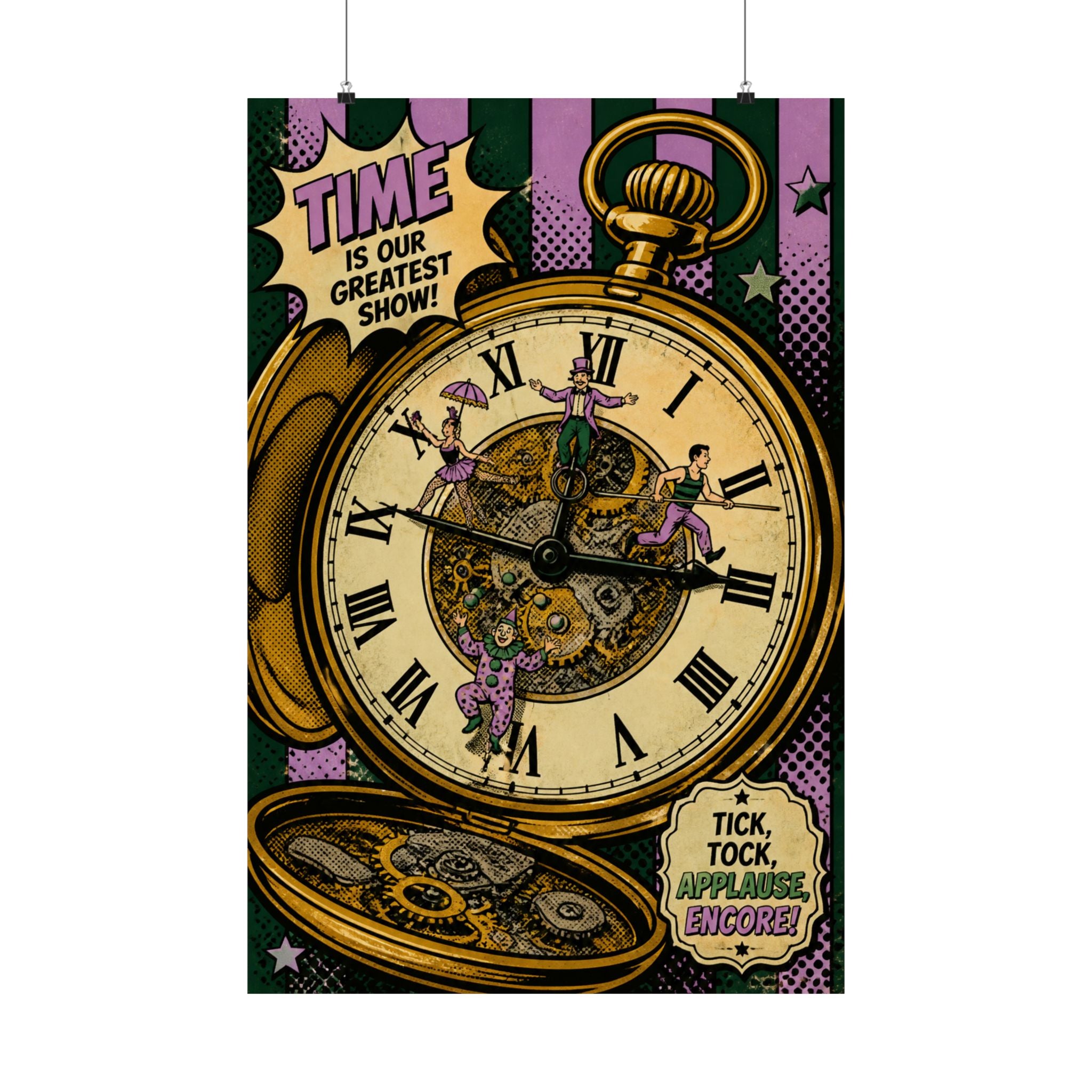 Pocket Watch Performers Wall Art Poster 24×36 Pop Art Restaurant Decor Maximalist Print