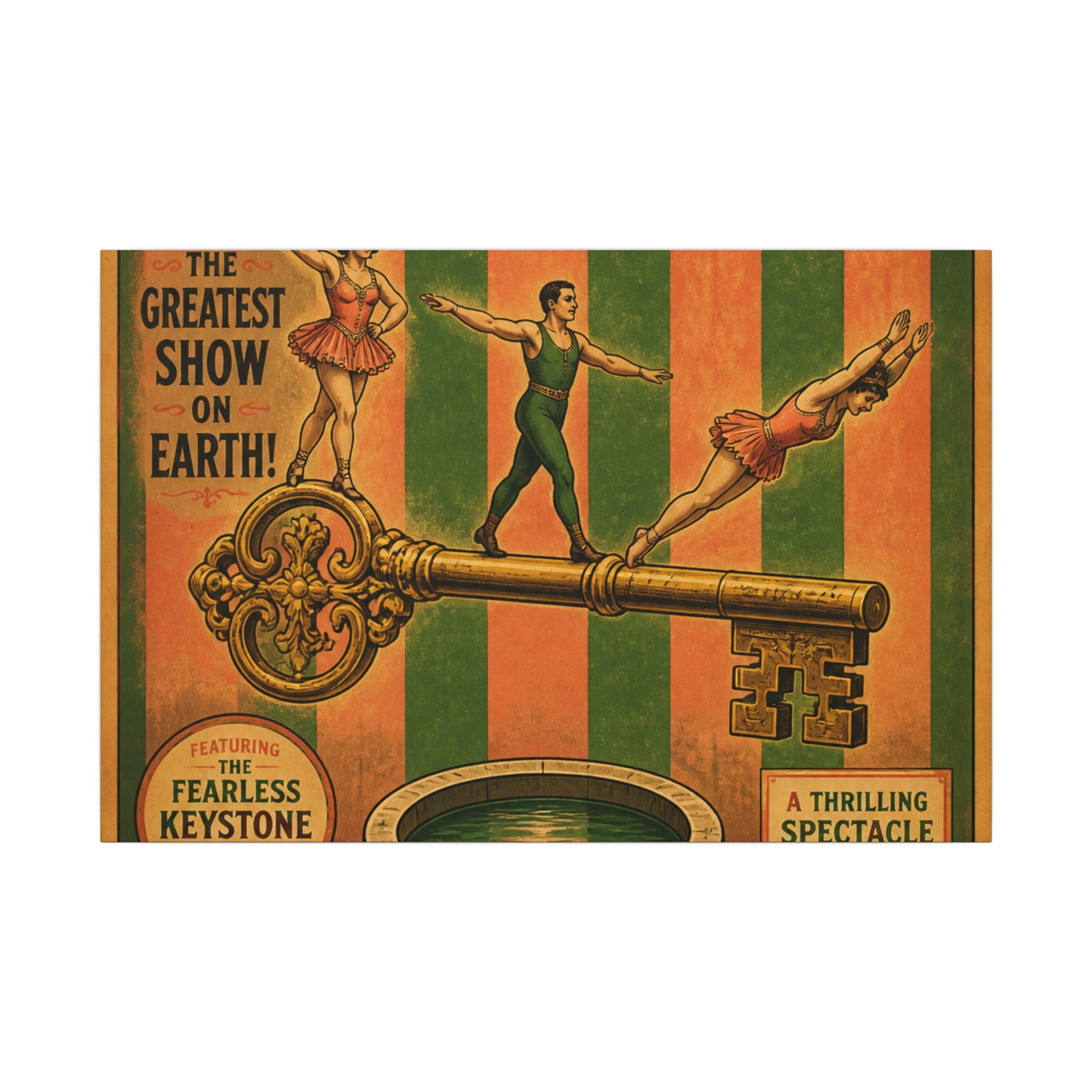 Giant Key Performance Wall Art Canvas 16×20 Vintage Circus Kitchen Decor Maximalist Print