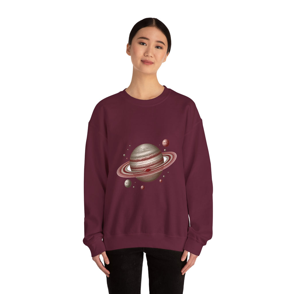 Matching Couple Sweatshirt - Saturn & Jupiter Matching Couple Crewneck Sweatshirt Vintage Art His Hers Wedding Gift - Design A