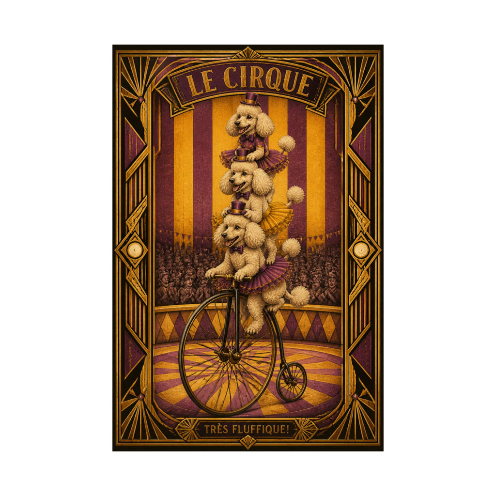 Poodle Stack Bicycle Wall Art Poster 18×24 Art Deco Entryway Decor Maximalist Print