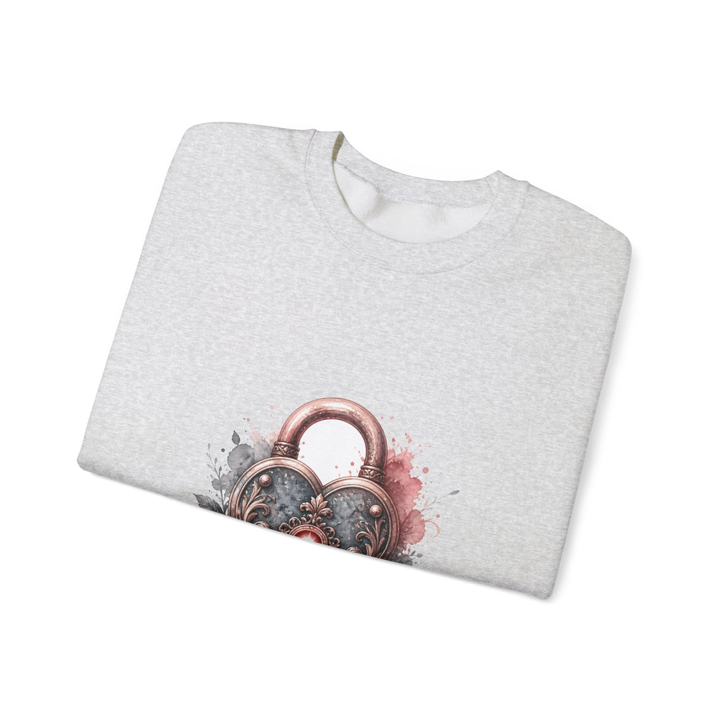 Matching Couple Sweatshirt - Key & Lock Matching Couple Comfort Colors Crew Watercolor Art His Hers Birthday Gift - Design B