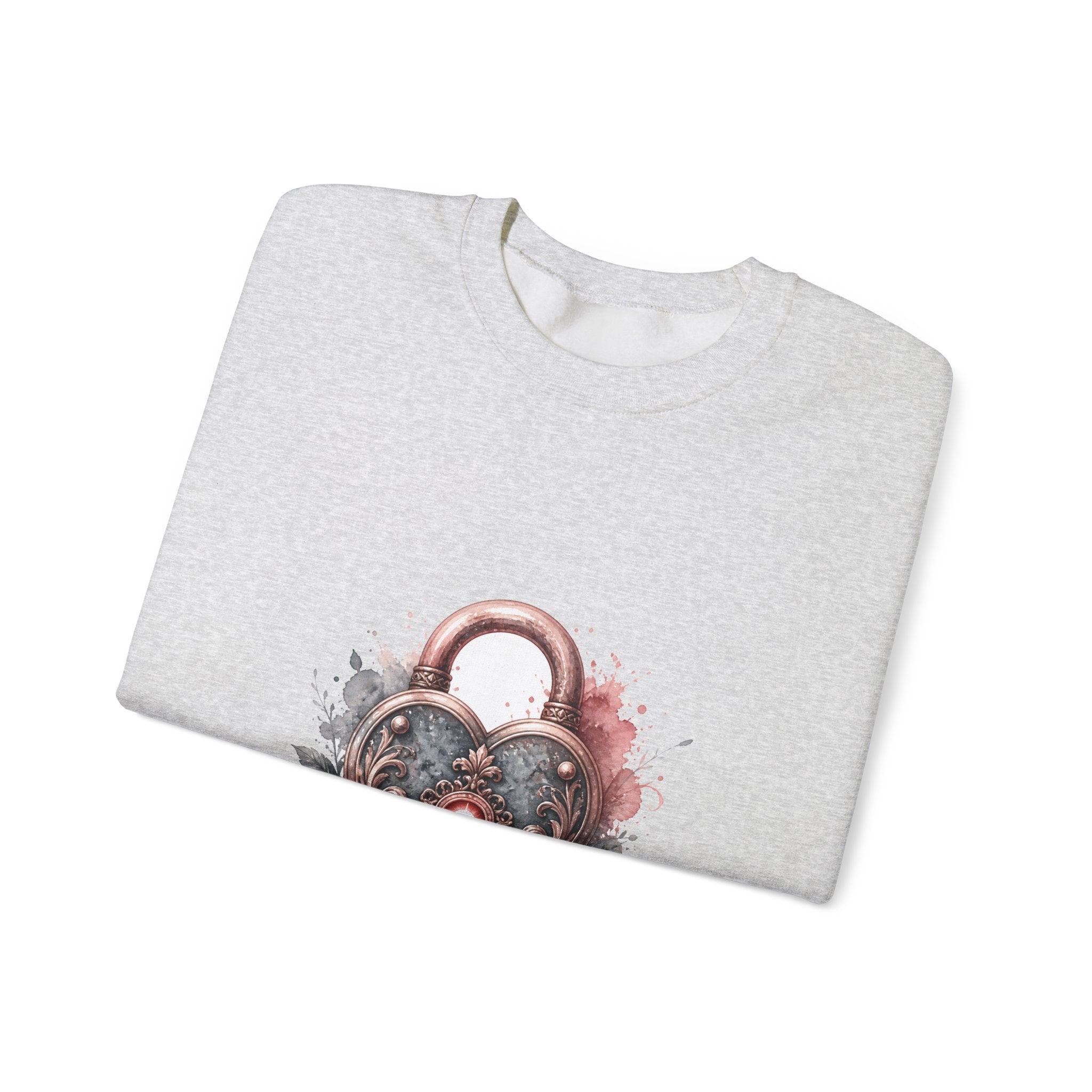 Matching Couple Sweatshirt - Key & Lock Matching Couple Comfort Colors Crew Watercolor Art His Hers Birthday Gift - Design B