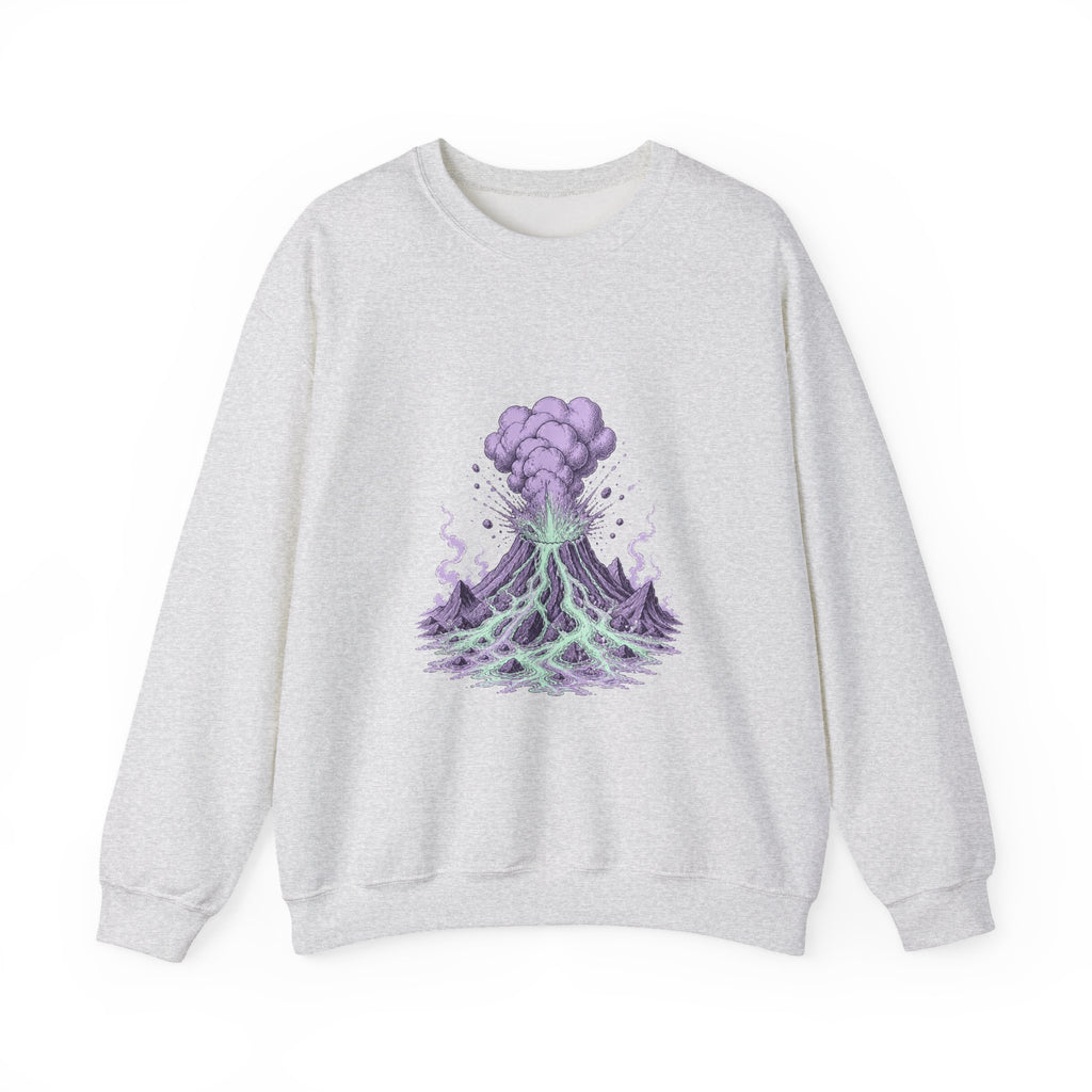 Matching Couple Sweatshirt - Volcano & Glacier Matching Couple Premium Fleece Sweatshirt Hand-Drawn Art His Hers Anniversary Gift - Design A