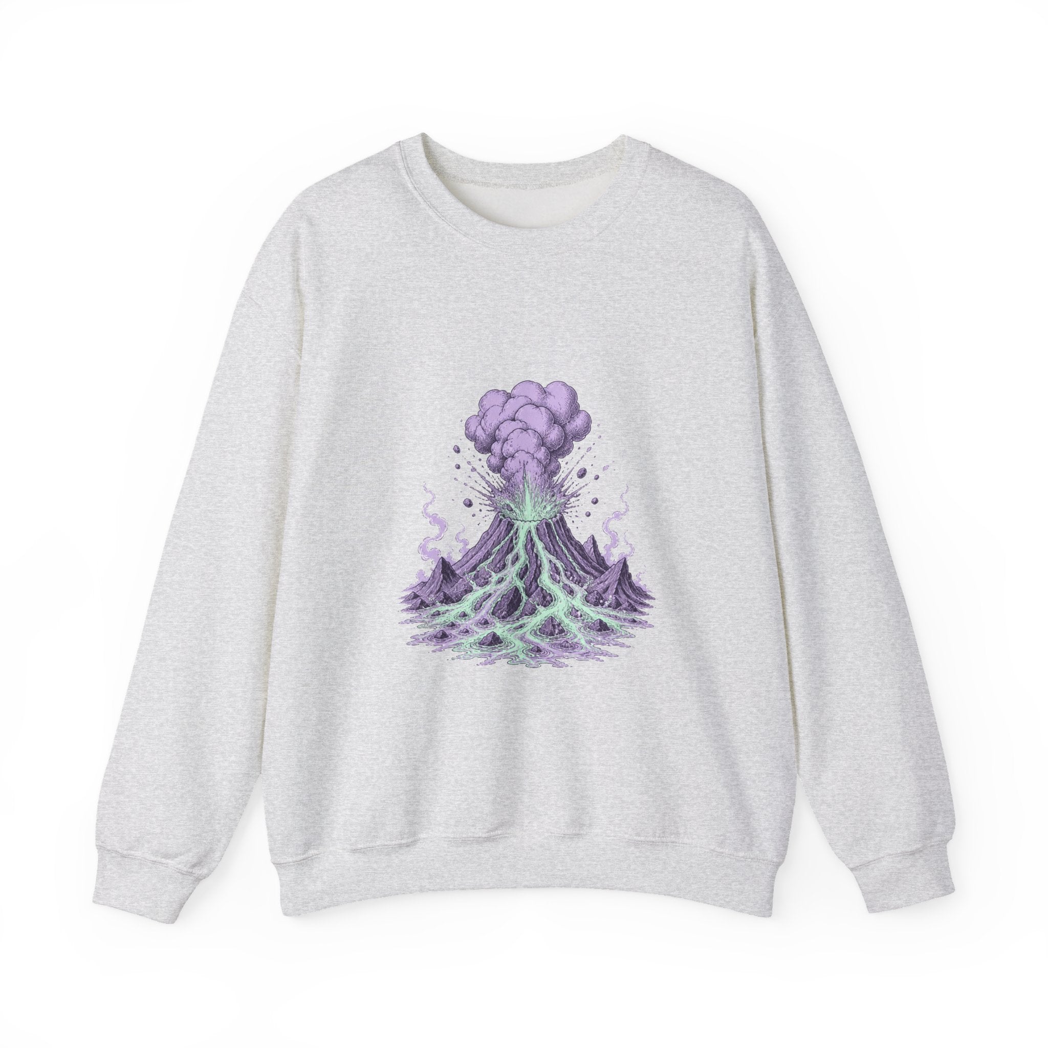 Matching Couple Sweatshirt - Volcano & Glacier Matching Couple Premium Fleece Sweatshirt Hand-Drawn Art His Hers Anniversary Gift - Design A