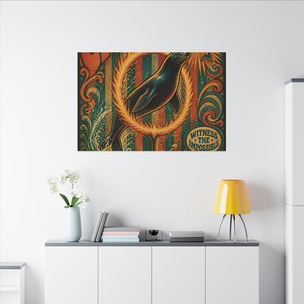 Seal Fire Hoop Wall Art Canvas 16×20 Psychedelic Cafe Decor Maximalist Print