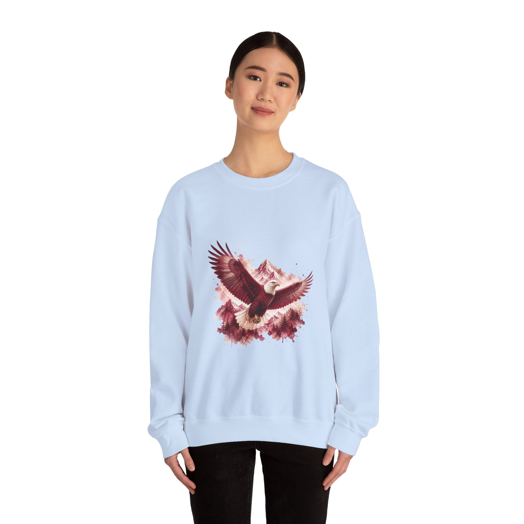 Matching Couple Sweatshirt - Eagle & Whale Matching Couple Crewneck Sweatshirt Watercolor Art His Hers Engagement Gift - Design A
