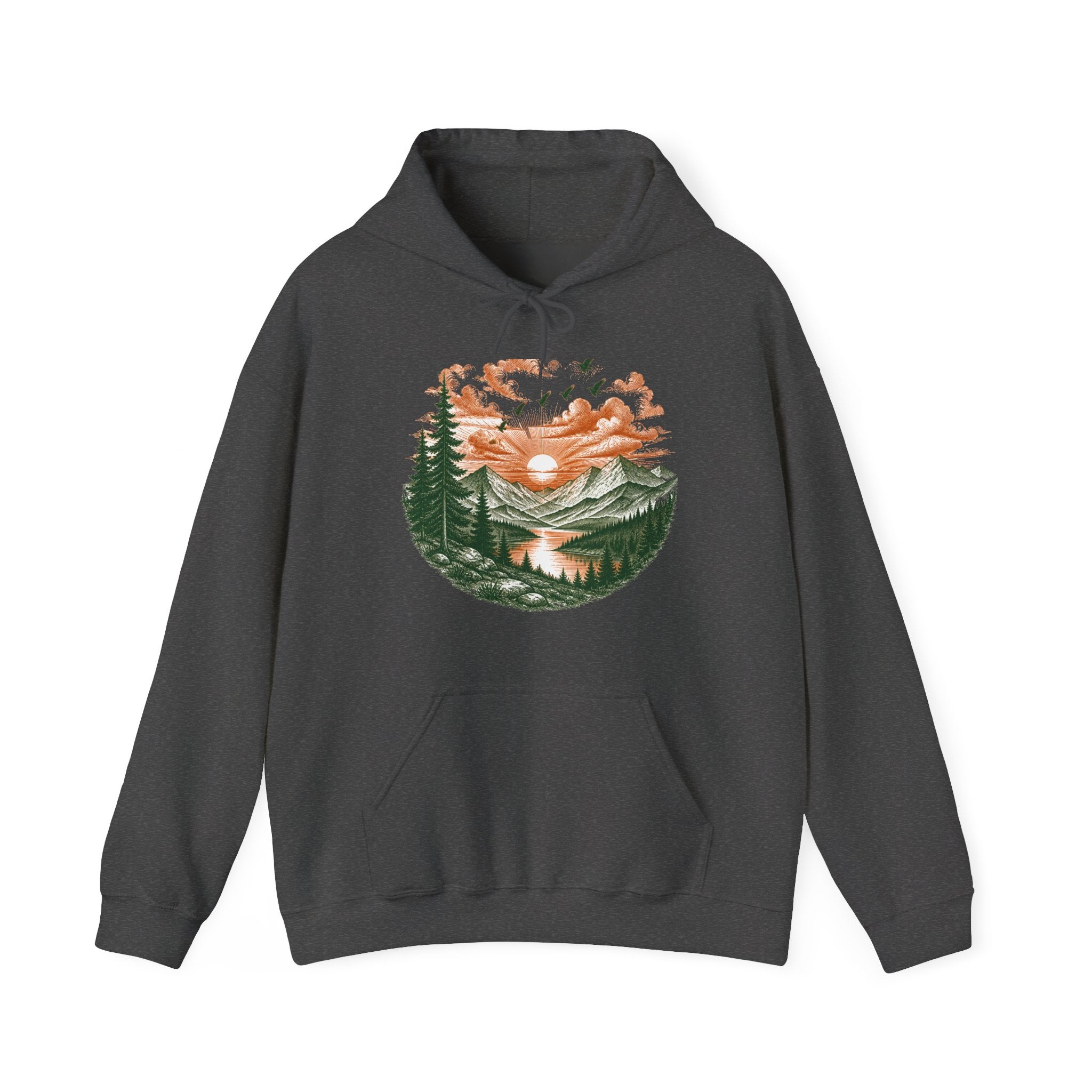 Matching Couple Sweatshirt - Sunrise & Sunset Matching Couple Hooded Sweatshirt Hand-Drawn Art His Hers Best Friend Gift - Design B