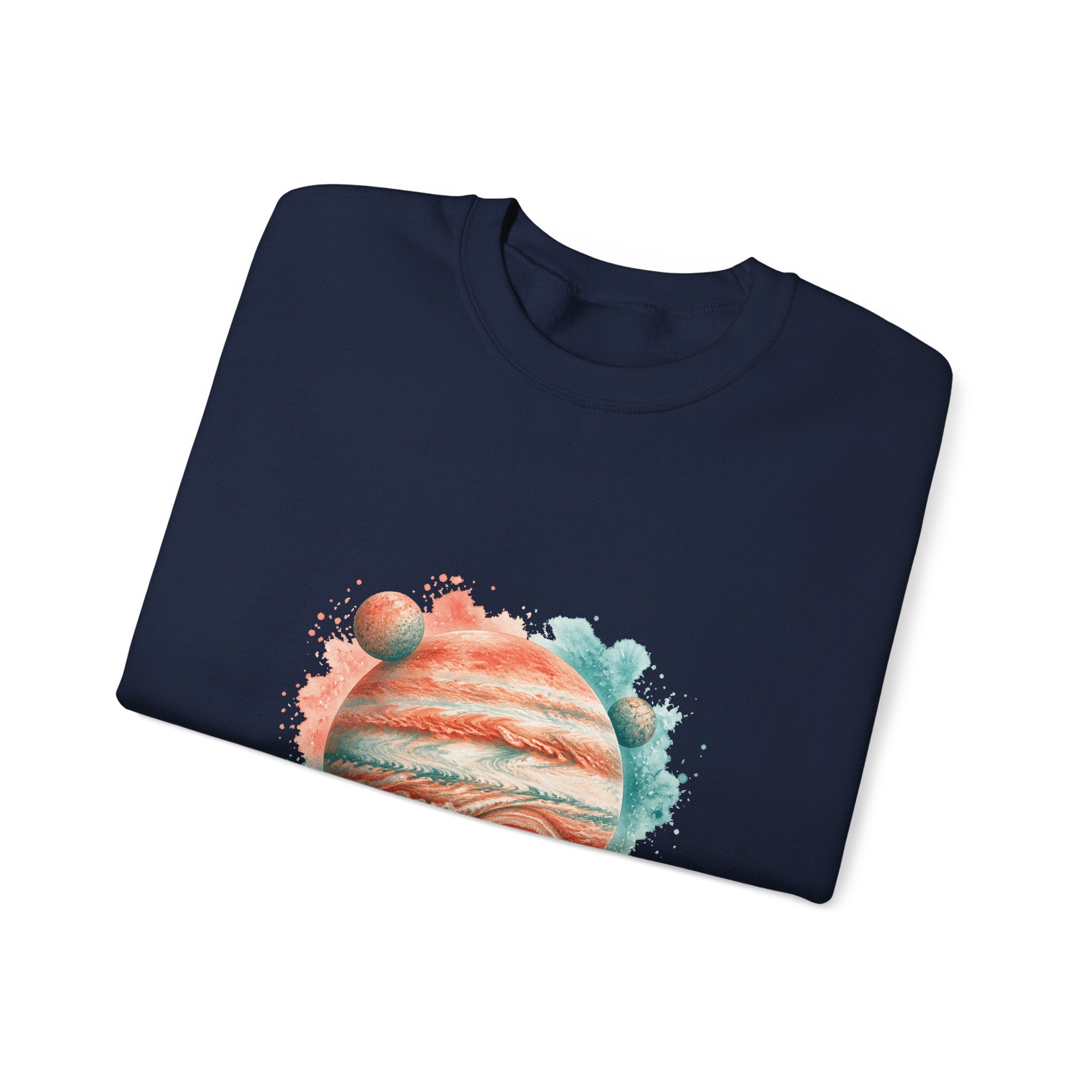 Matching Couple Sweatshirt - Saturn & Jupiter Matching Couple Premium Fleece Sweatshirt Watercolor Art His Hers Birthday Gift - Design B