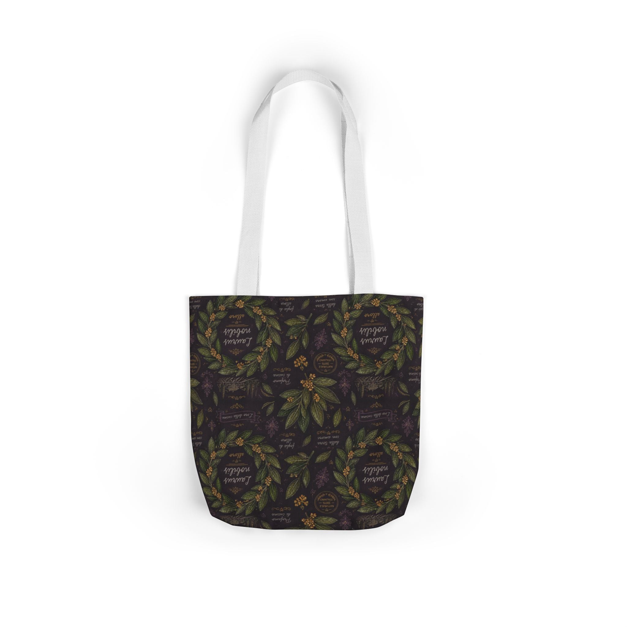 Bay Laurel Wreath Canvas Tote Bag Mediterranean Kitchen Chalk Art Design Italian Cottagecore Gift