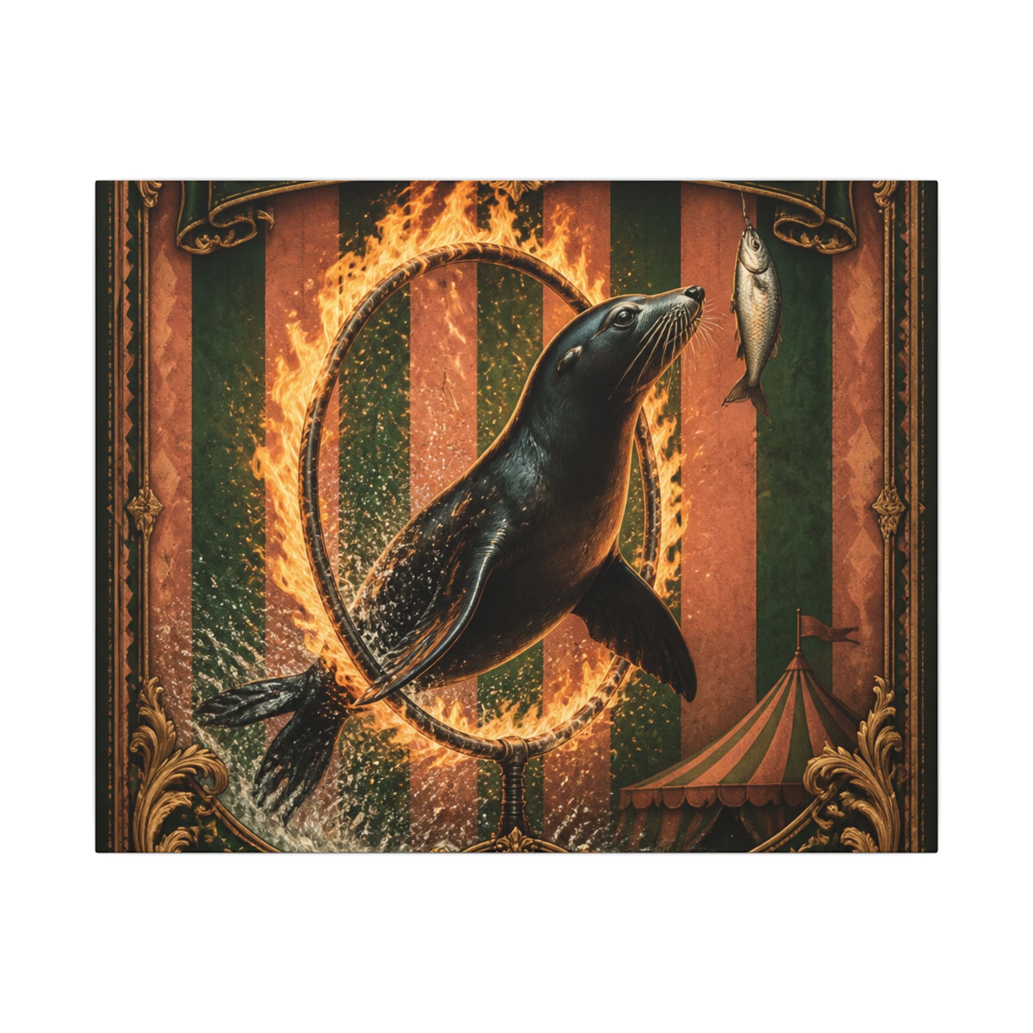 Seal Fire Hoop Wall Art Canvas 24×36 Baroque Studio Decor Maximalist Print