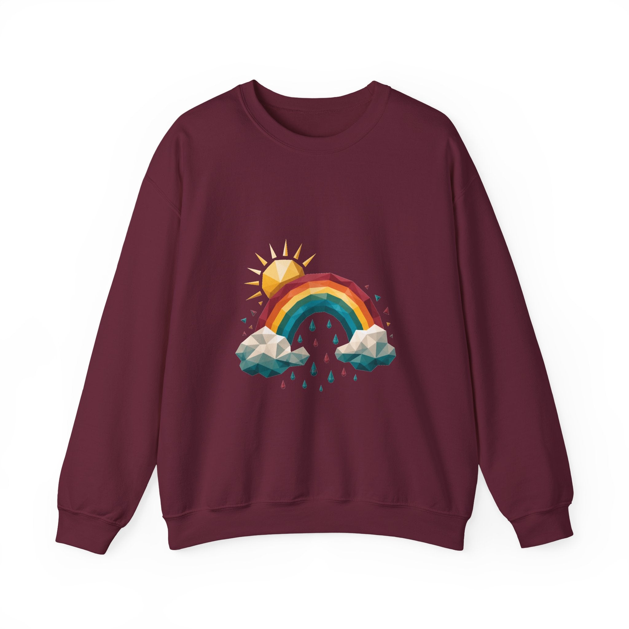 Matching Couple Sweatshirt - Storm & Rainbow Matching Couple Crewneck Sweatshirt Geometric Art His Hers Couple Gift - Design B