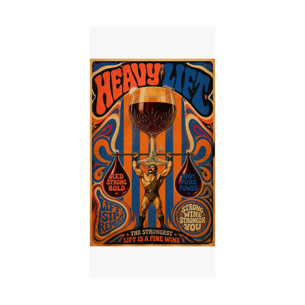 Wine Glass Strongman Wall Art Poster 24×36 Psychedelic Dining Room Decor Maximalist Print