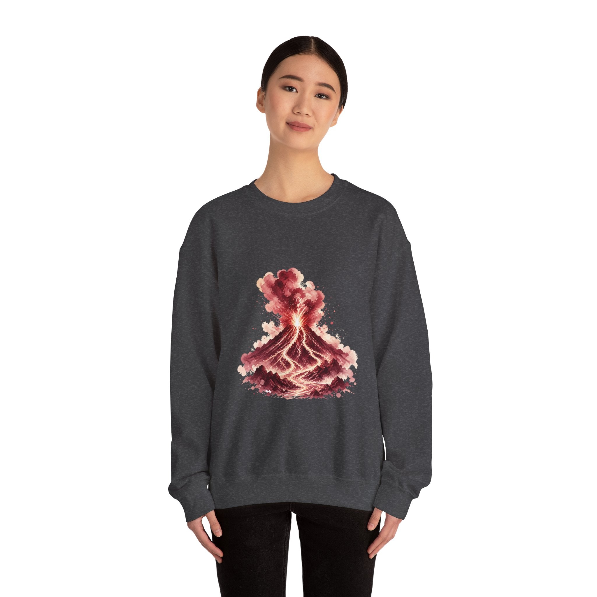 Matching Couple Sweatshirt - Volcano & Glacier Matching Couple Comfort Colors Crew Watercolor Art His Hers Birthday Gift - Design A