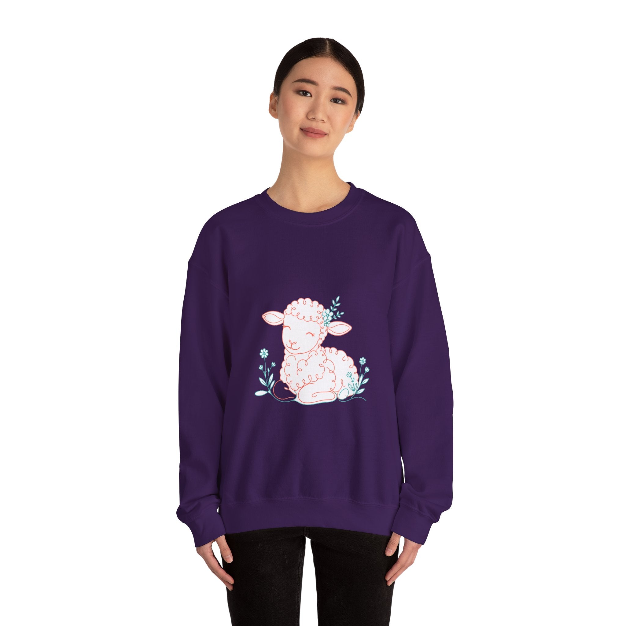Matching Couple Sweatshirt - Lion & Lamb Matching Couple Premium Fleece Sweatshirt Minimalist Art His Hers Christmas Gift - Design B