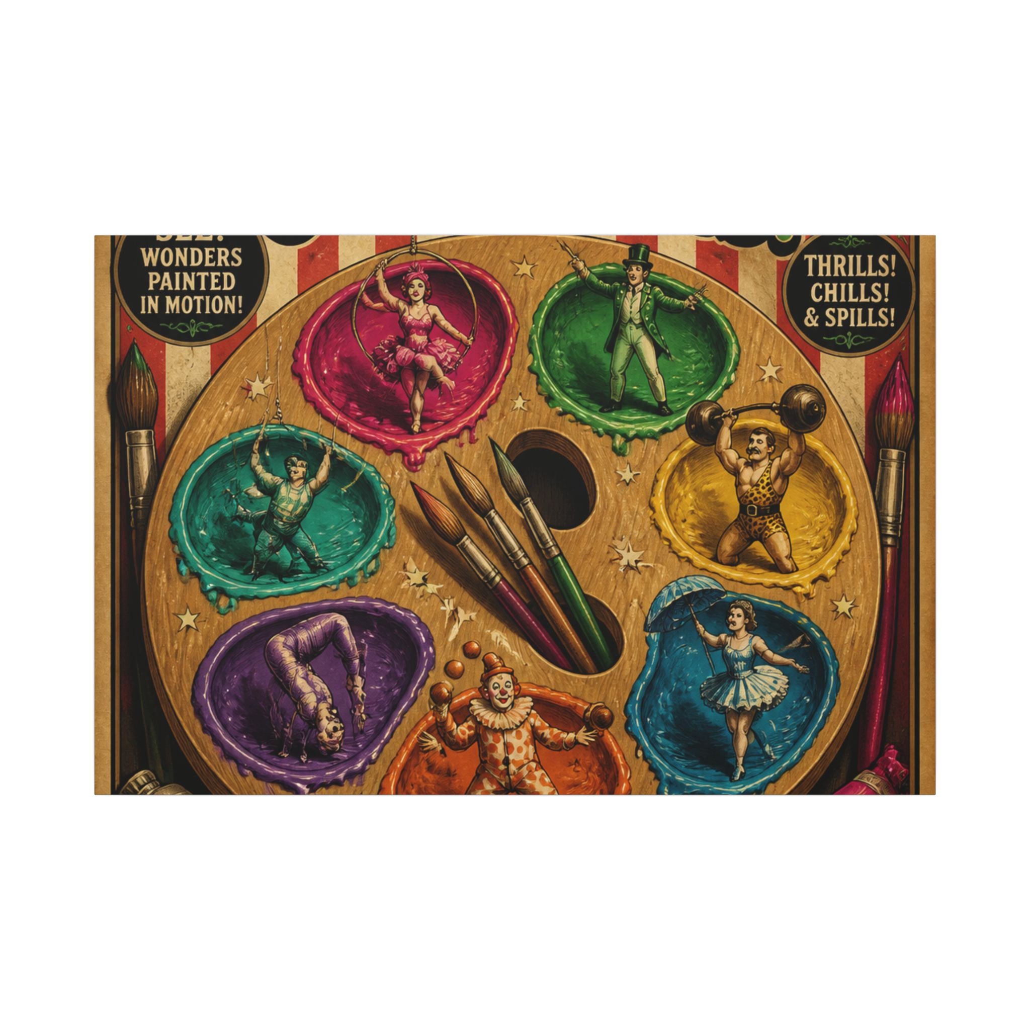 Paint Palette Stage Wall Art Canvas 24×36 Vintage Circus Bedroom Decor Maximalist Print
