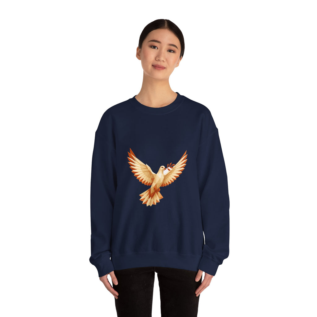 Matching Couple Sweatshirt - Wolf & Dove Matching Couple Crewneck Sweatshirt Geometric Art His Hers Couple Gift - Design B