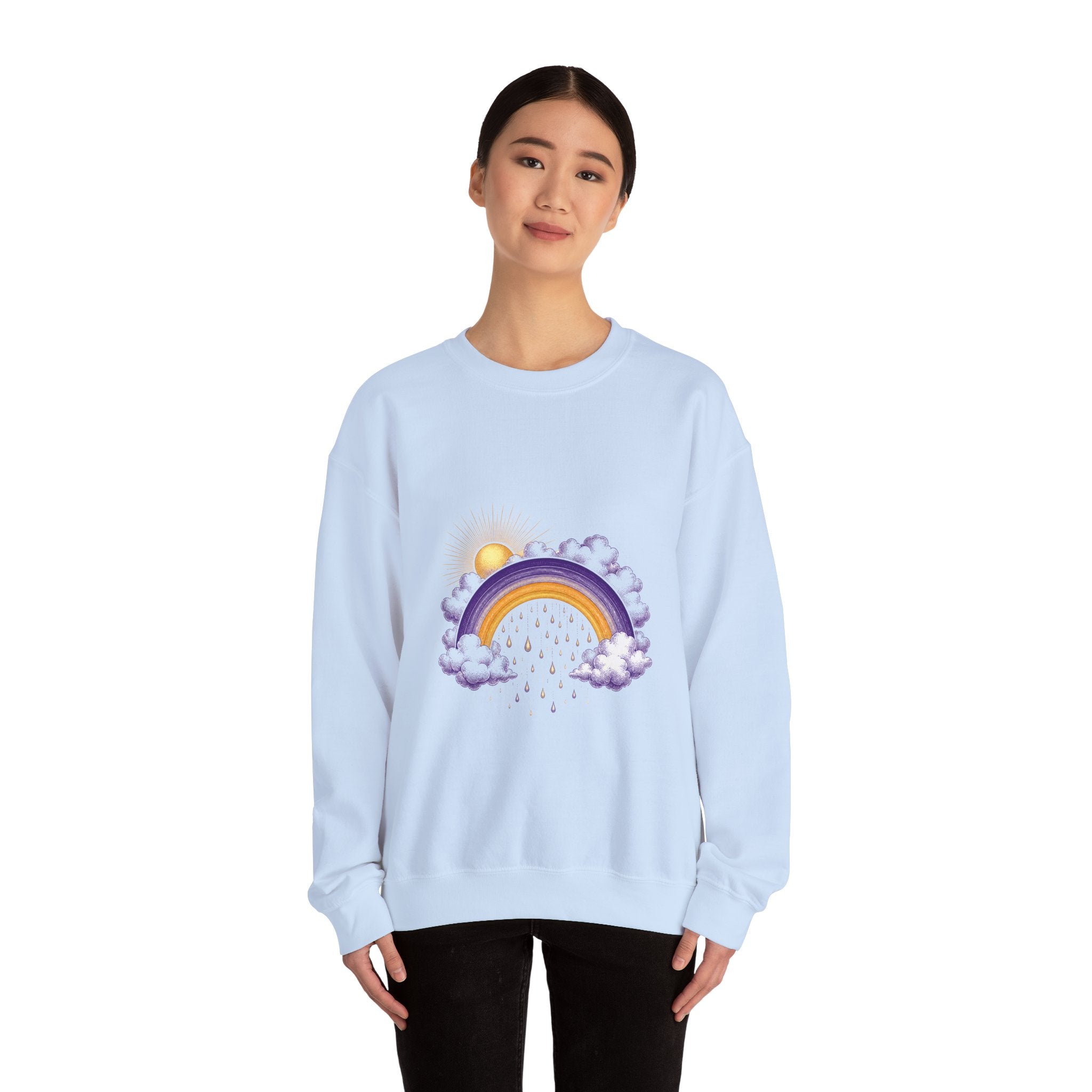 Matching Couple Sweatshirt - Storm & Rainbow Matching Couple Premium Fleece Sweatshirt Vintage Art His Hers Honeymoon Gift - Design B