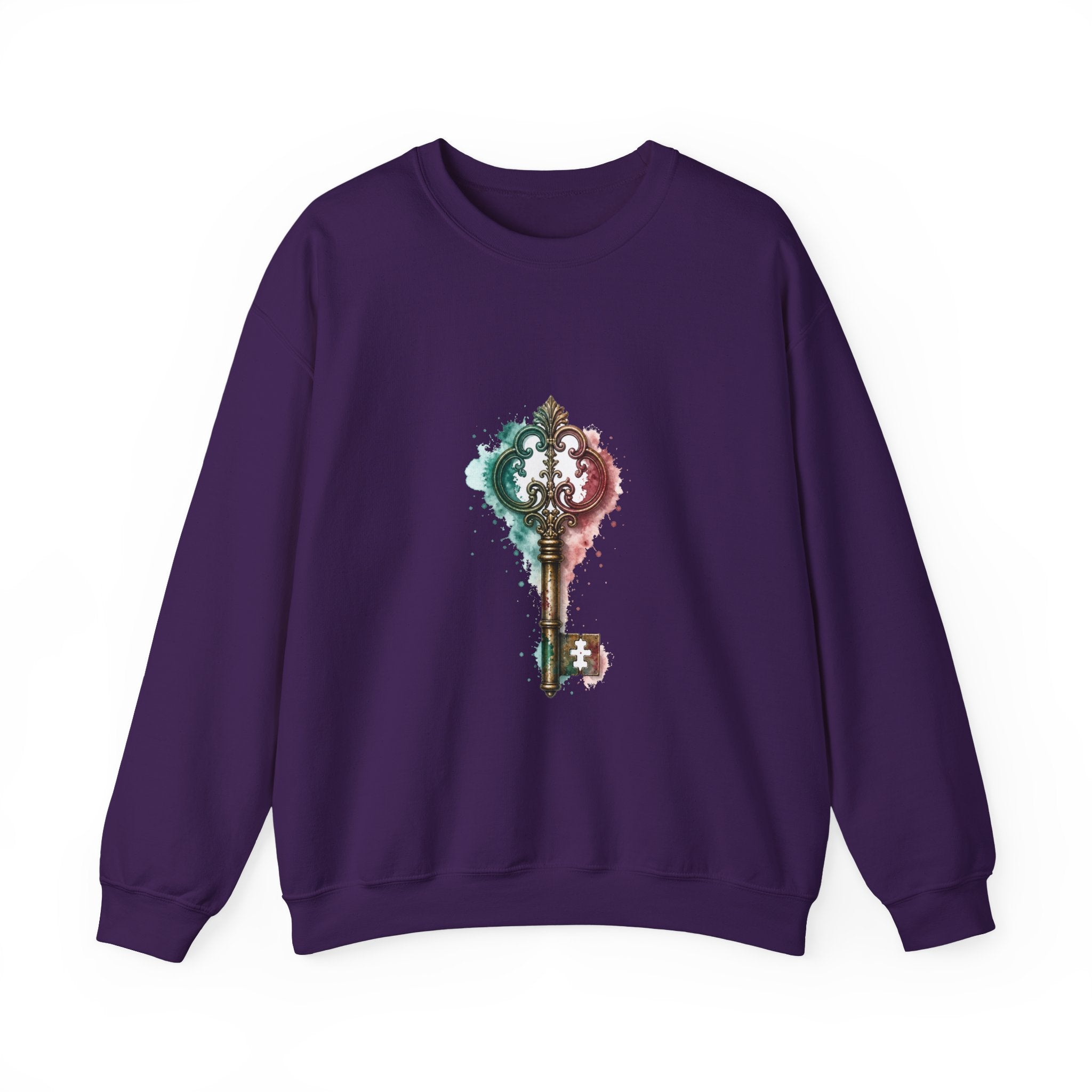 Matching Couple Sweatshirt - Key & Lock Matching Couple Premium Fleece Sweatshirt Watercolor Art His Hers Birthday Gift - Design A