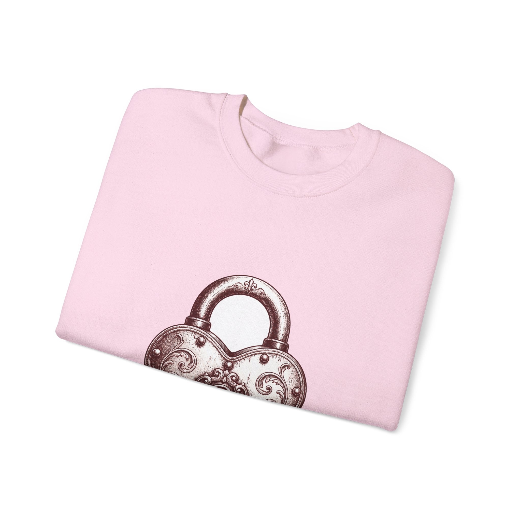 Matching Couple Sweatshirt - Key & Lock Matching Couple Premium Fleece Sweatshirt Hand-Drawn Art His Hers Anniversary Gift - Design B