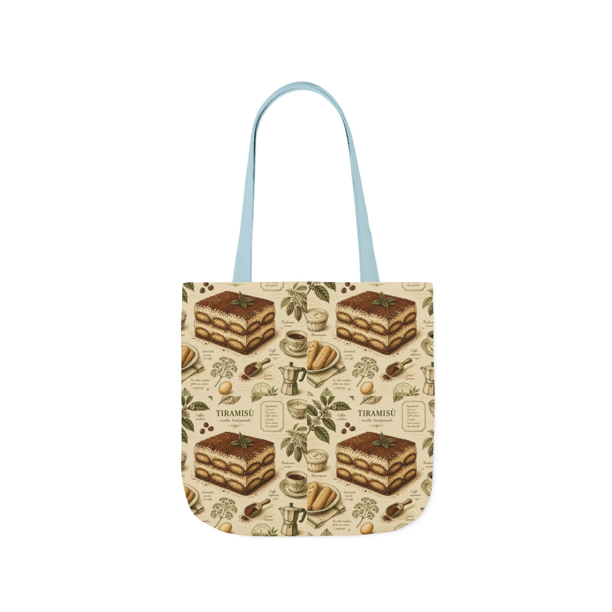 Tiramisu Layers Canvas Tote Bag Mediterranean Kitchen Botanical Design Italian Cottagecore Gift