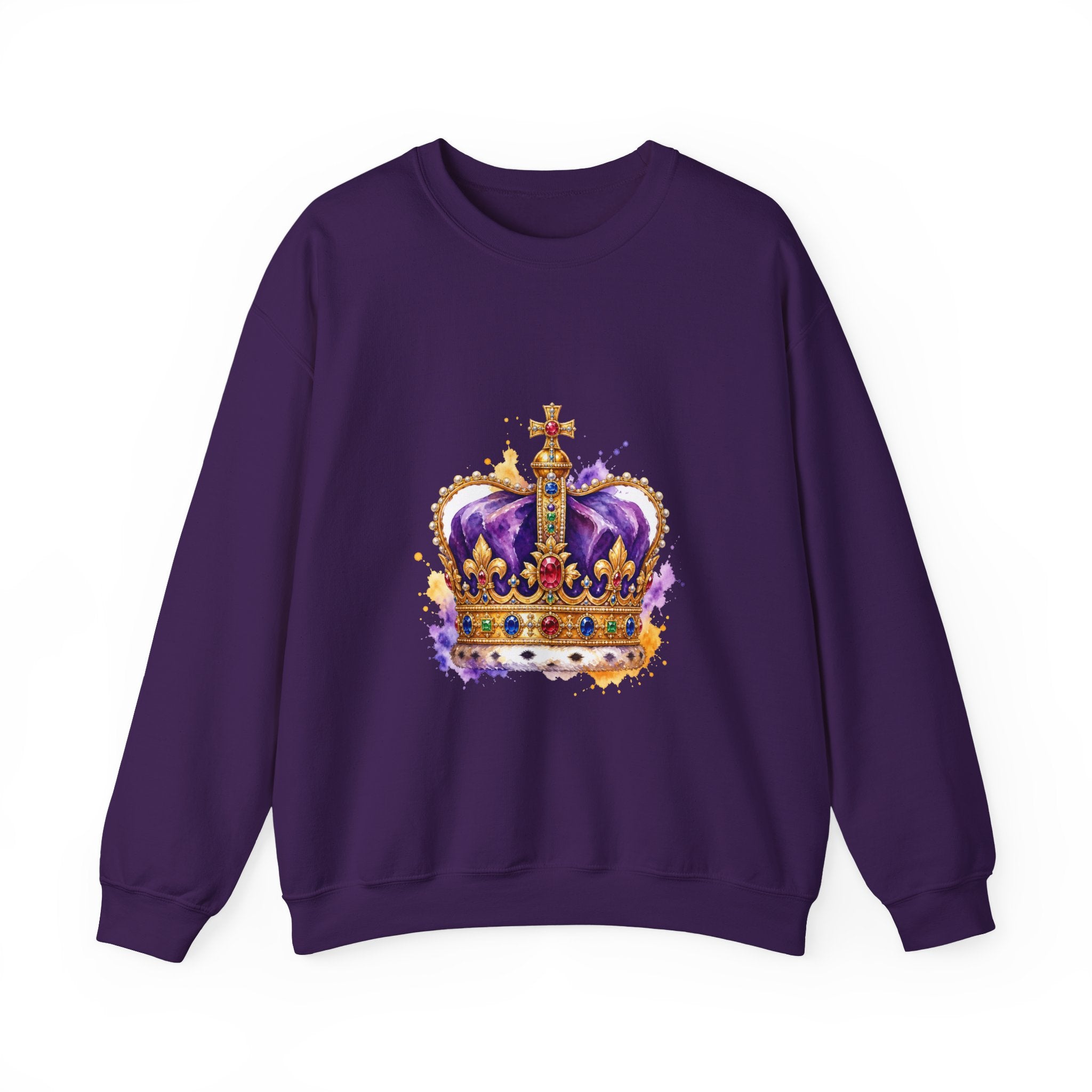 Matching Couple Sweatshirt - Crown & Shield Matching Couple Premium Fleece Sweatshirt Watercolor Art His Hers Birthday Gift - Design A