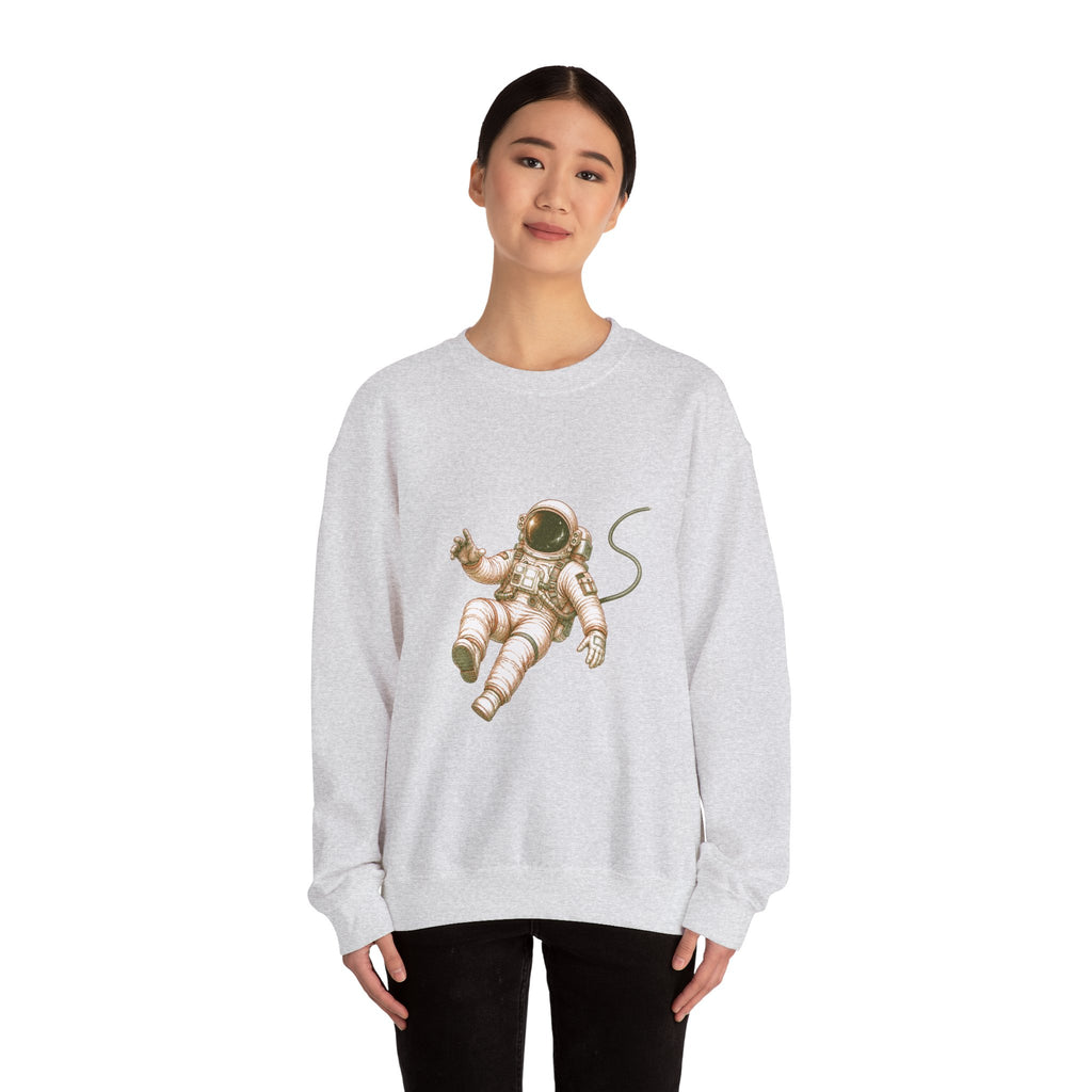 Matching Couple Sweatshirt - Astronaut & Planet Matching Couple Comfort Colors Crew Hand-Drawn Art His Hers Anniversary Gift - Design A