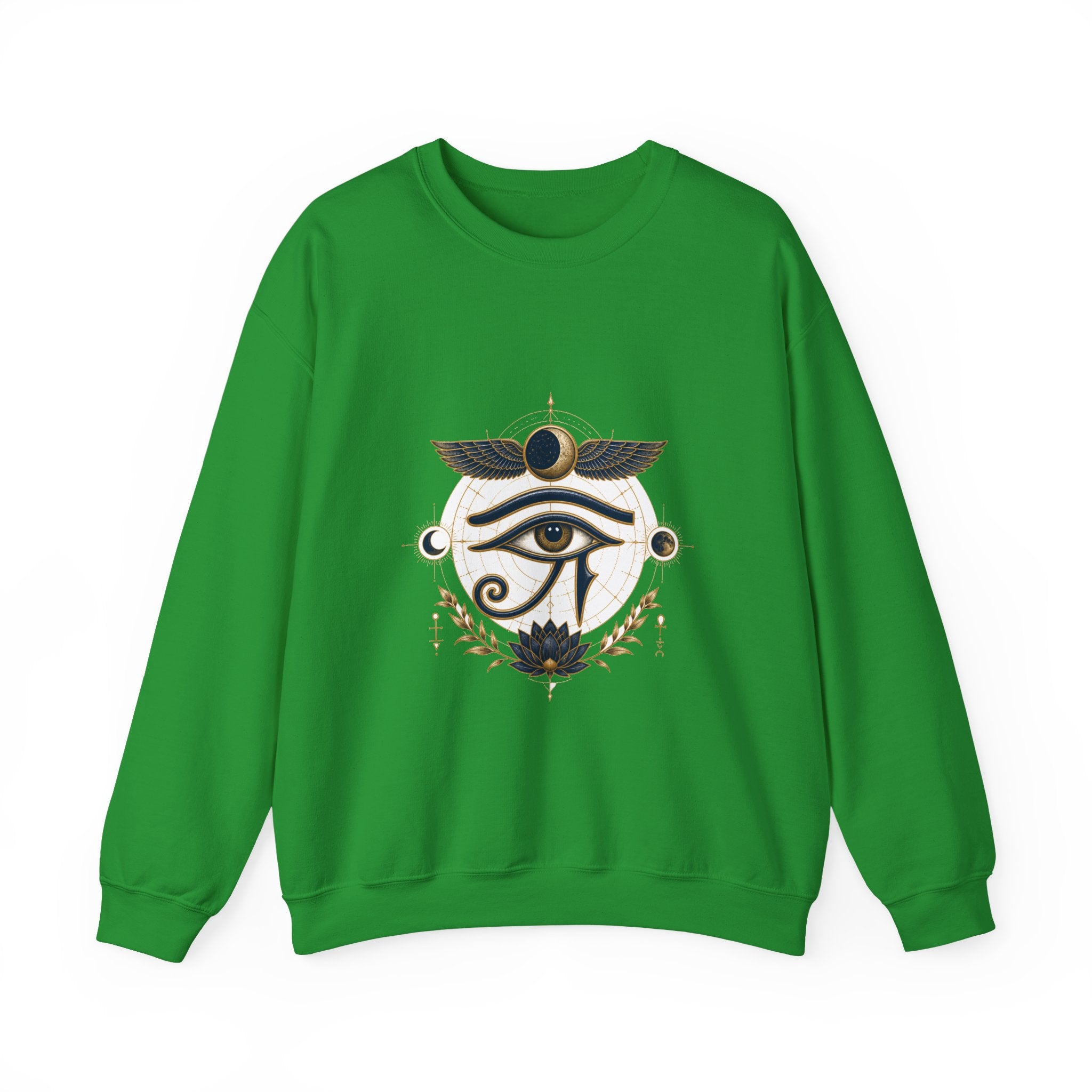 Matching Couple Sweatshirt - Eye of Ra & Horus Matching Couple Crewneck Sweatshirt Vintage Art His Hers Wedding Gift - Design B
