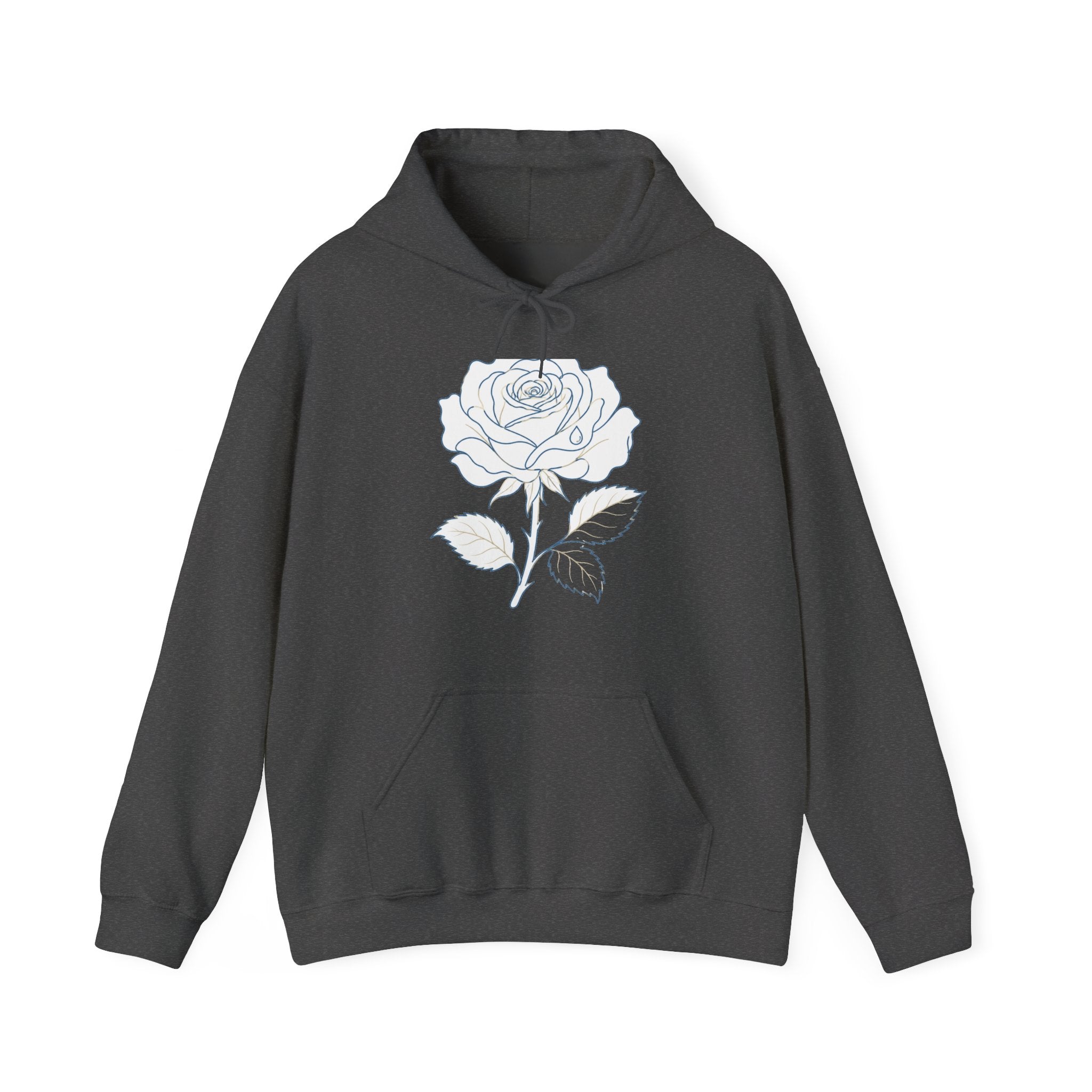 Matching Couple Sweatshirt - Rose & Thorn Matching Couple Hooded Sweatshirt Minimalist Art His Hers Valentine Gift - Design A