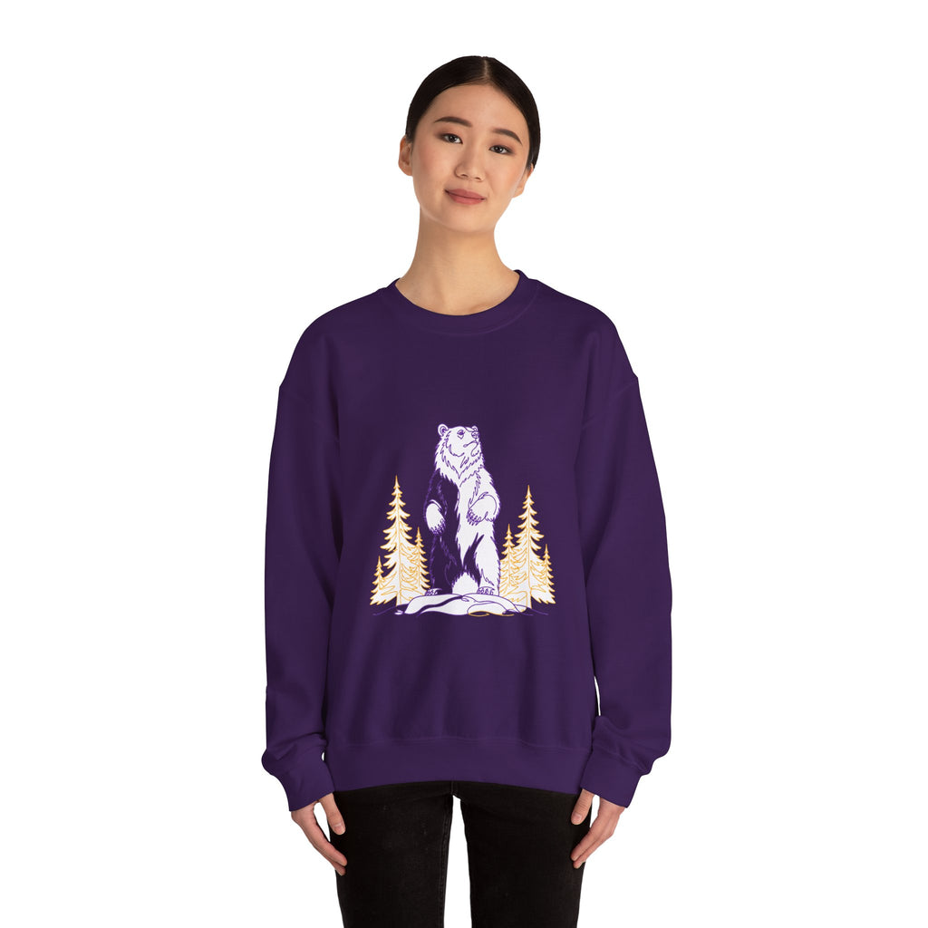 Matching Couple Sweatshirt - Bear & Deer Matching Couple Crewneck Sweatshirt Minimalist Art His Hers Valentine Gift - Design A