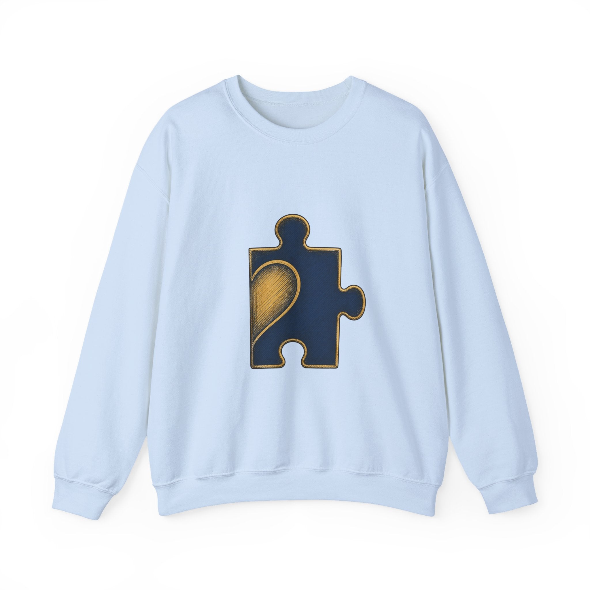Matching Couple Sweatshirt - Puzzle Pieces Matching Couple Premium Fleece Sweatshirt Hand-Drawn Art His Hers Anniversary Gift - Design B