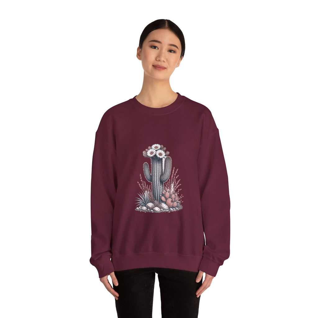 Matching Couple Sweatshirt - Desert & Rainforest Matching Couple Premium Fleece Sweatshirt Hand-Drawn Art His Hers Anniversary Gift - Design A